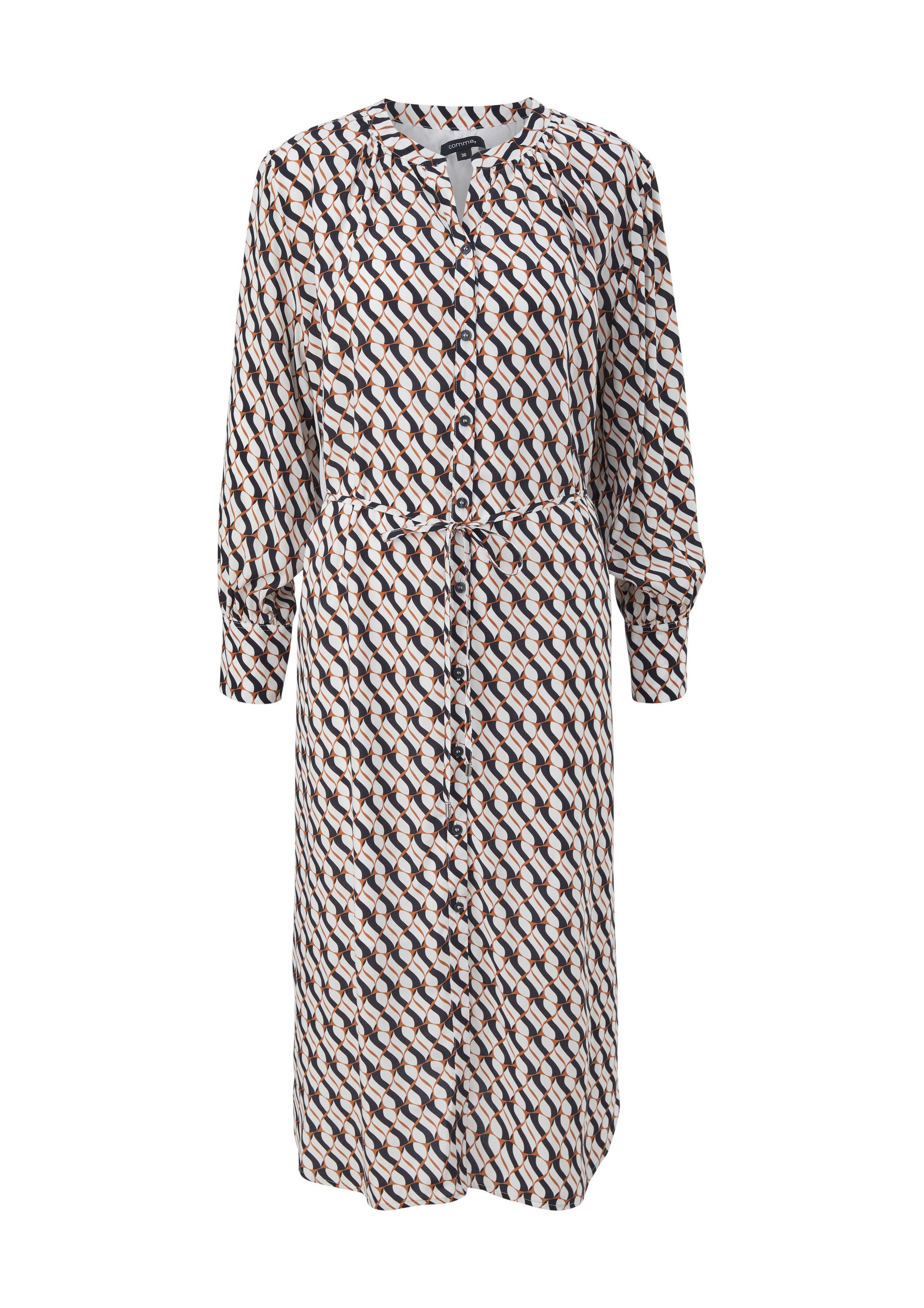 comma Midikleid Kleid Blusenkleid mit Allovermuster
