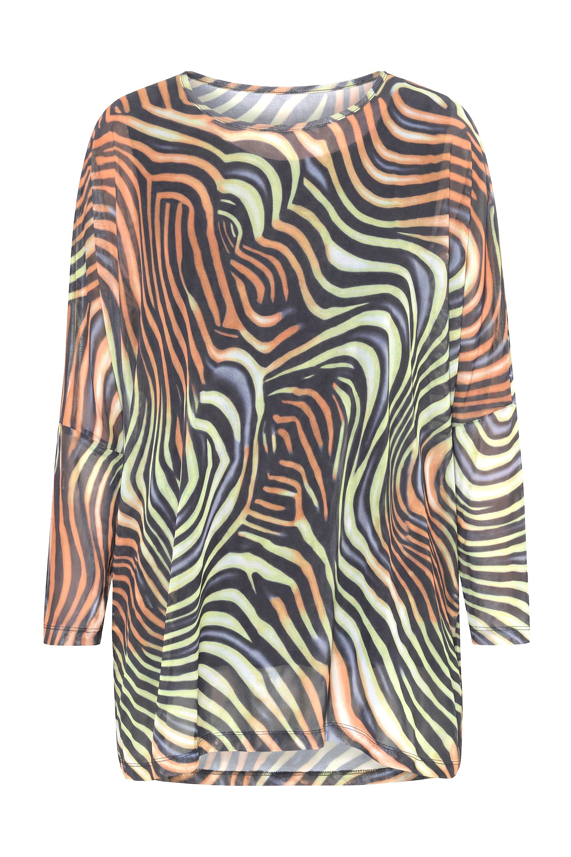 Angel of Style Druckbluse Bluse oversized Mesh Wellenmuster blickdichtes To günstig online kaufen
