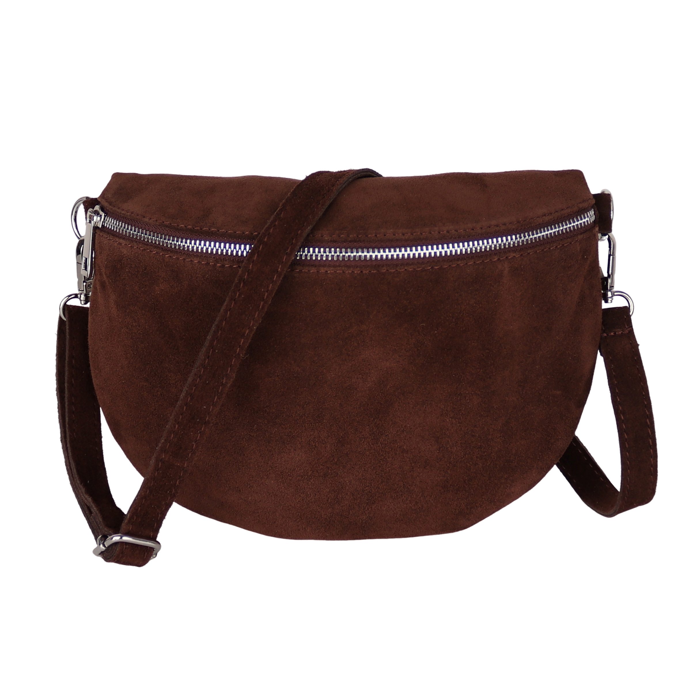 MIRROSI Bauchtasche Damen,Wildleder, Made in Italy,Umhängetasche, Brusttasche (Schultertasche für jeden Anlass (1 Tasche & 1 oder 2 Gurte), 26x20x8 cm, Reißverschlussfach auf der Rückseite), Crossbody Bag, gemusterten& verstellbaren Schulterriemen