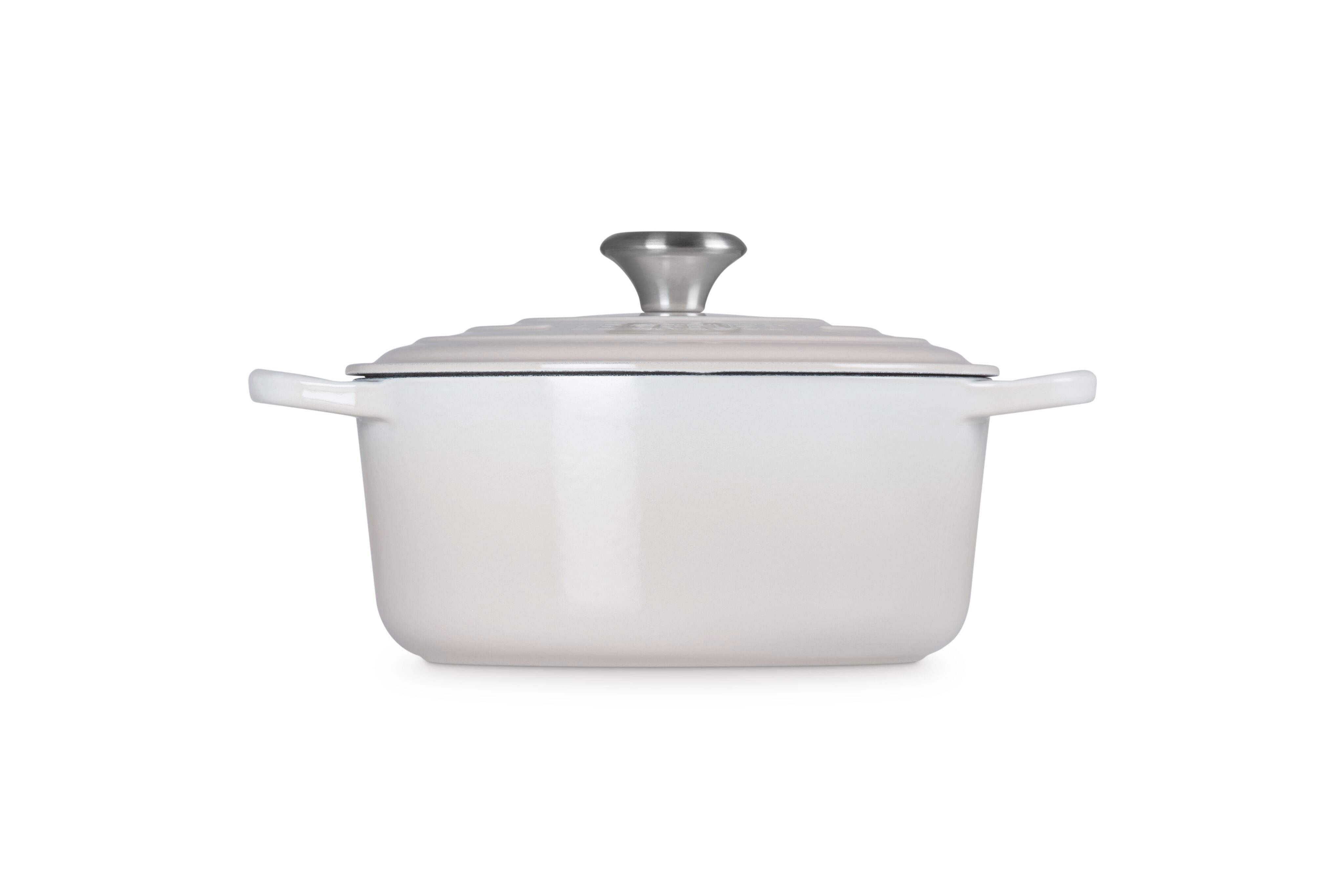 LE CREUSET Bräter Signature Gusseisen-Bräter, Gusseisen, Rund, Ø 24 cm, 3,5 l, 4,31 kg, Meringue, 21177247164430