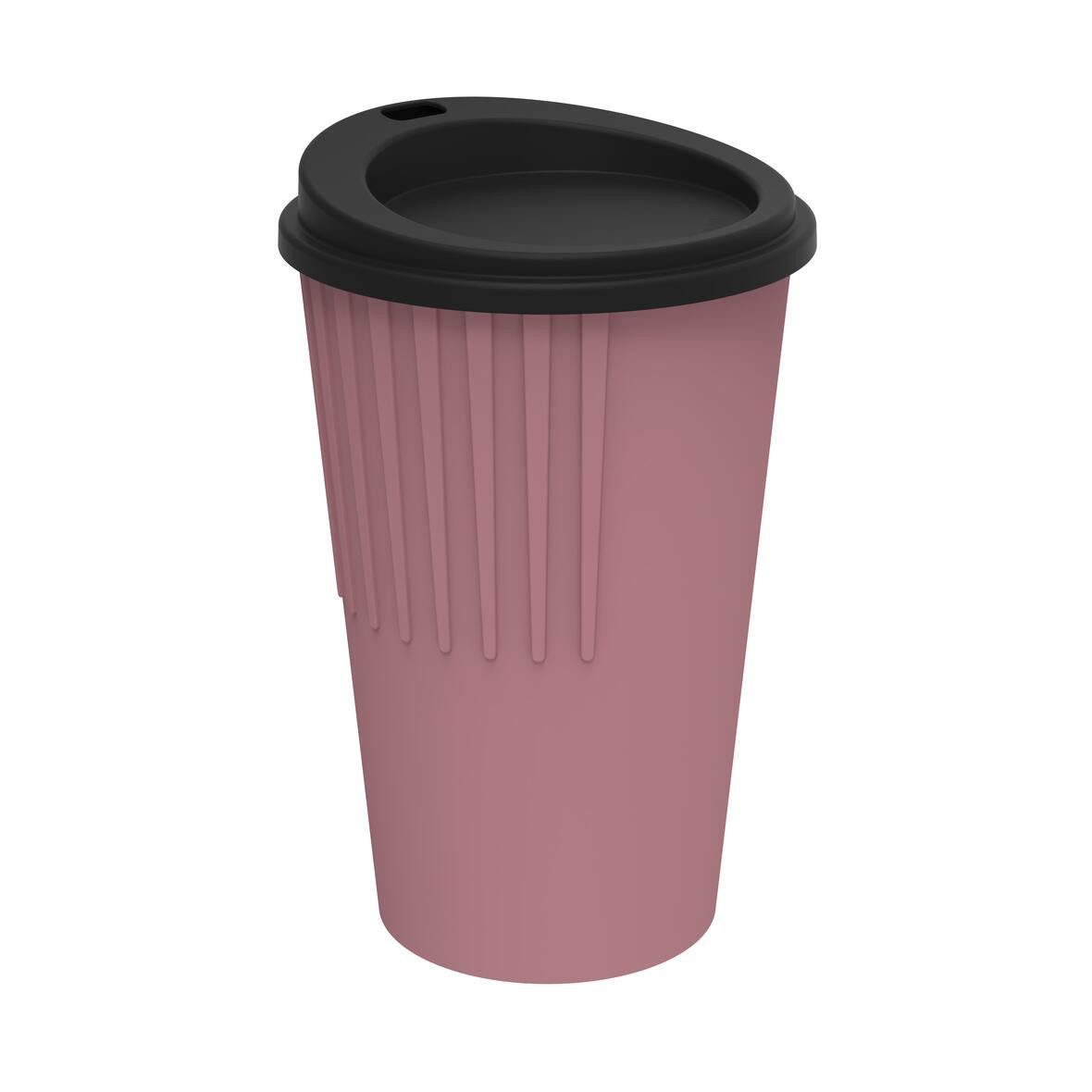 elasto Coffee-to-go-Becher Kaffeebecher 300 ml mit Deckel und Riffel-Optik, Made in Germany, Spülmaschinenfest, Robust, 100% recyclebar, Teebecher