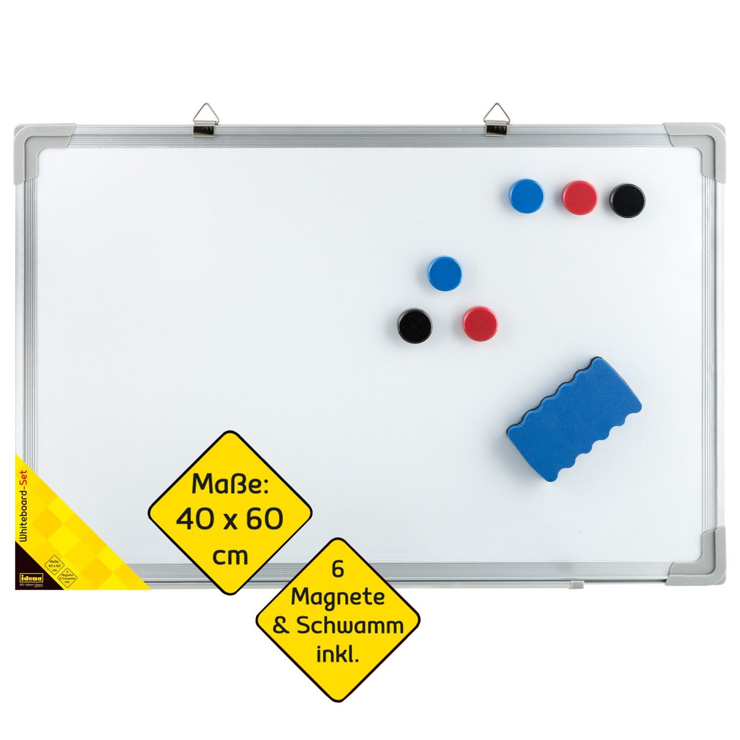 Magnettafel Idena 10414 - Whiteboard mit Alurahmen, ca. 40 x 60 cm groß, inklusive