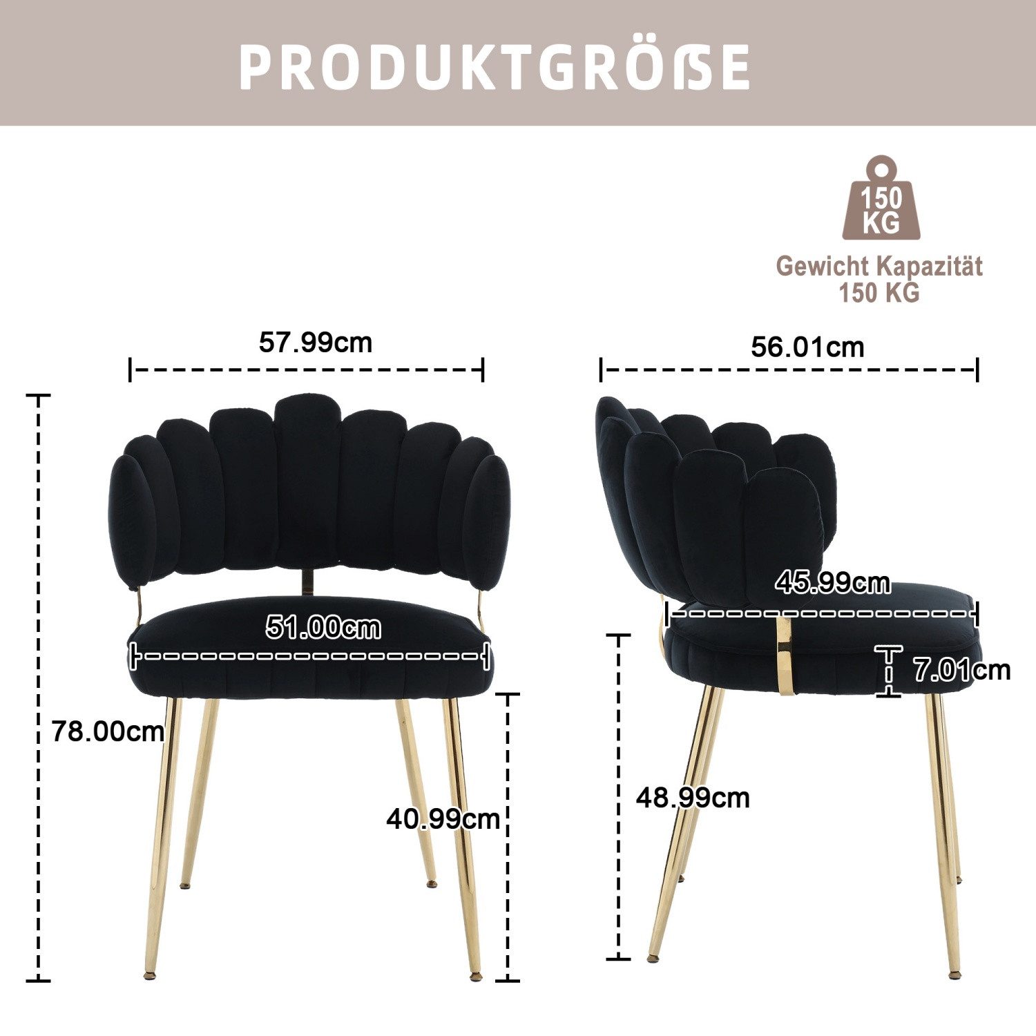 Fanttik Esszimmerstuhl Küchenstuhl,Luxuriöse Samt-Stühle mit Rückenlehne günstig online kaufen