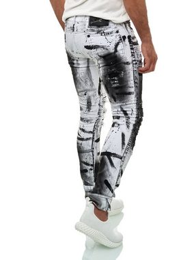 KINGZ Slim-fit-Jeans mit ausgefallener Batik-Waschung