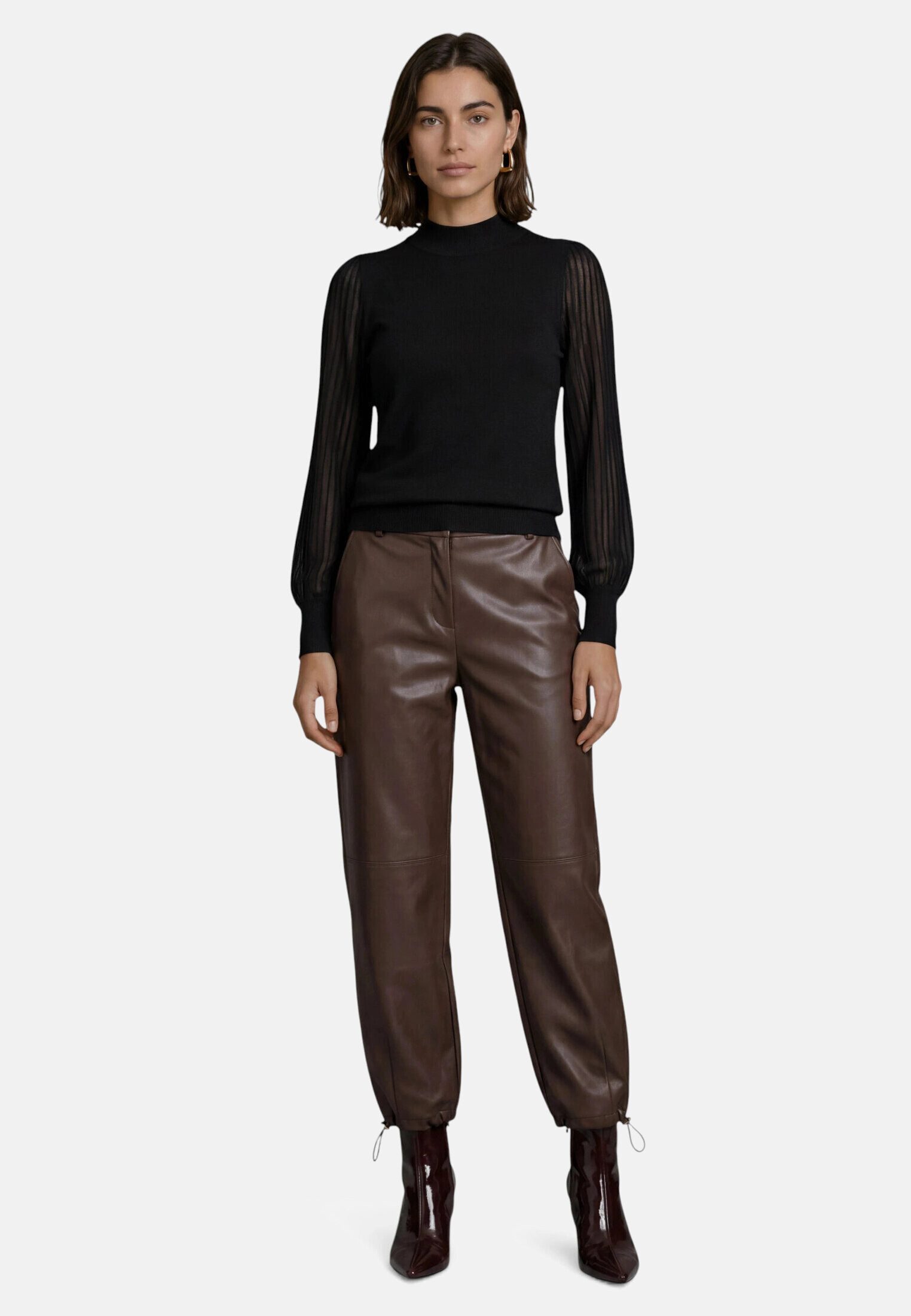 Zero Strickpullover Damen mit Spitzenärmeln (1-tlg) Struktur