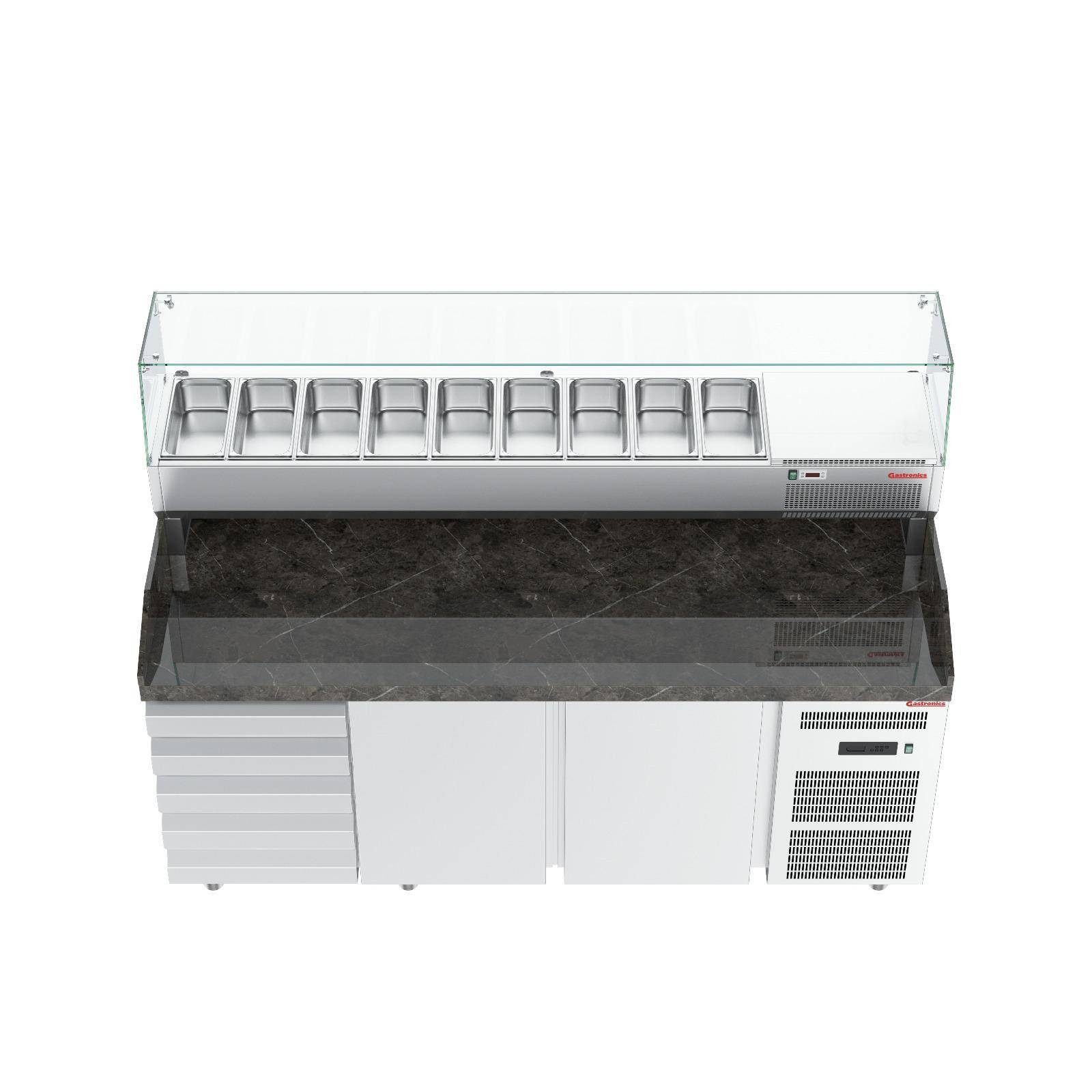 Gastronics Pizzaofen Pizzakühltisch Premium Kühltheke Compact, LED, 207 x 80 x 145 cm