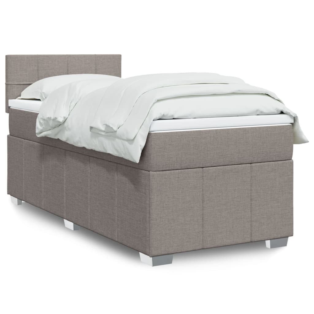 vidaXL Boxspringbett, Boxspringbett mit Matratze Taupe 100x200 cm Stoff