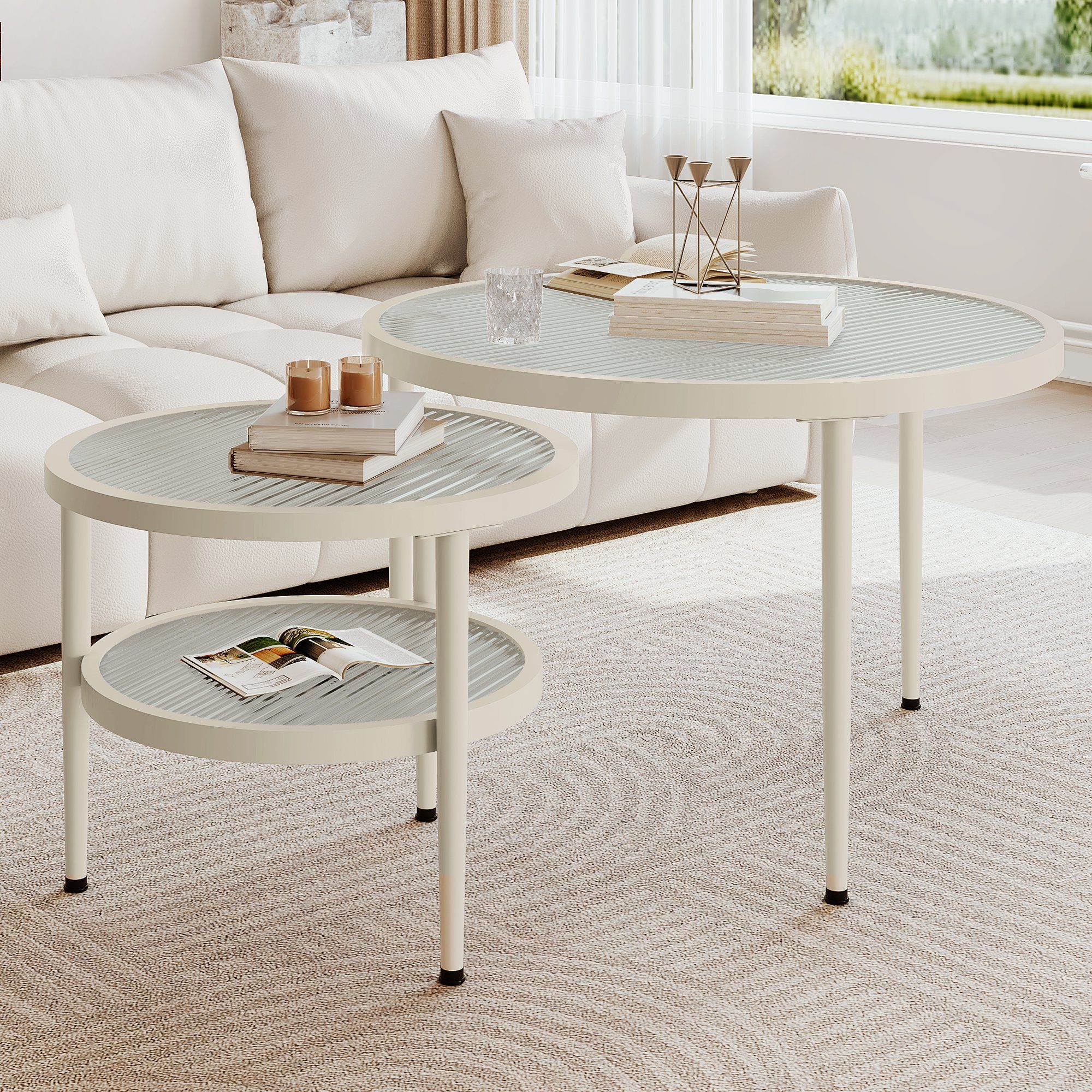 Couchtisch Vielseitiges 2er Set Runde Couchtische