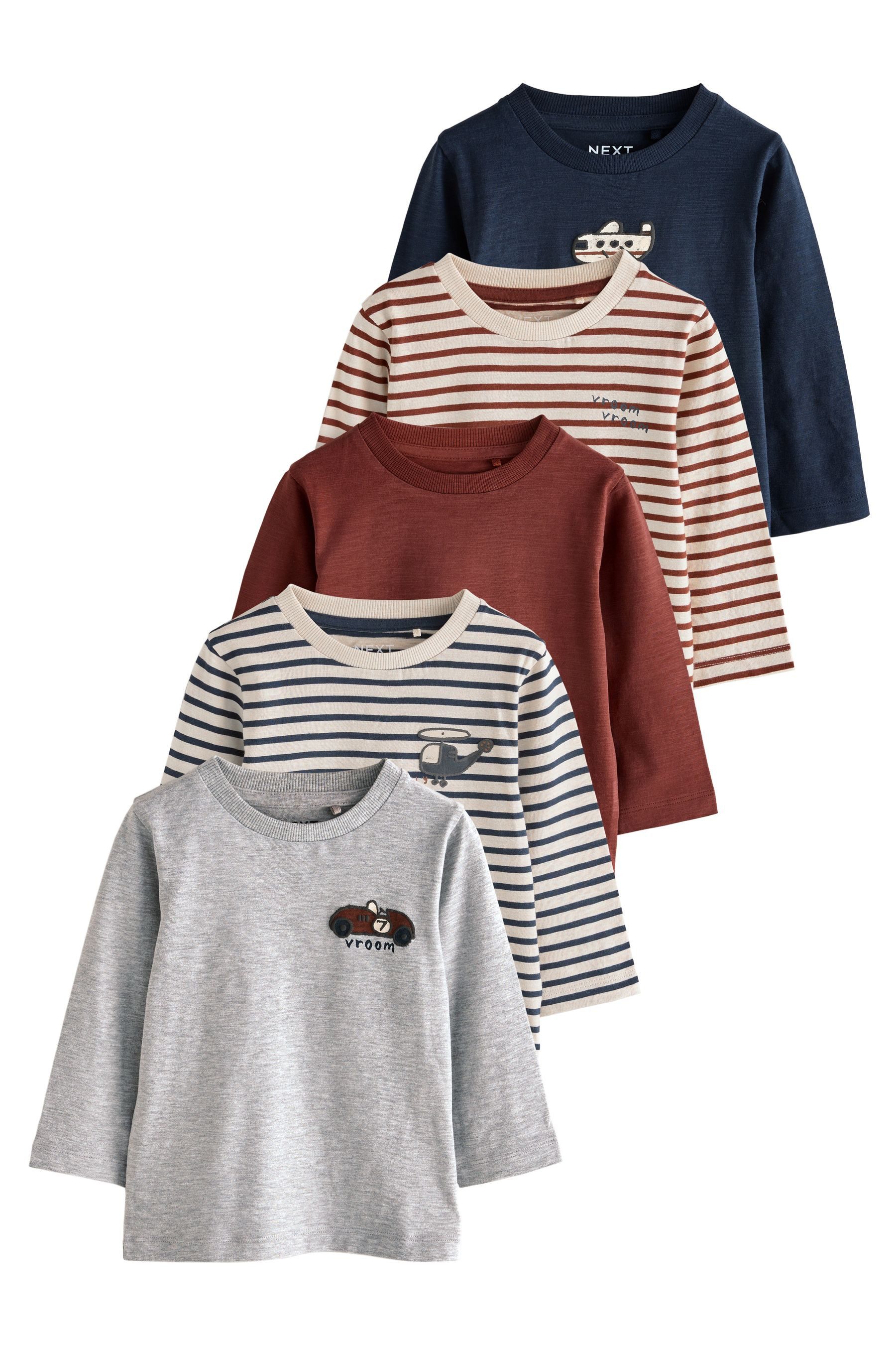 Next Langarmshirt Langärmelige T-Shirts im 5er-Pack günstig online kaufen