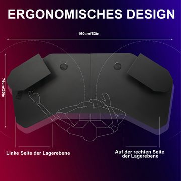 OULENBIYAR Gamingtisch Gaming Schreibtisch Ergonomischer Gamer Desk, 160 x 60x 72 cm, mit 2 Ständern ausgestattet, Kopfhörerhaken und Getränkehalter