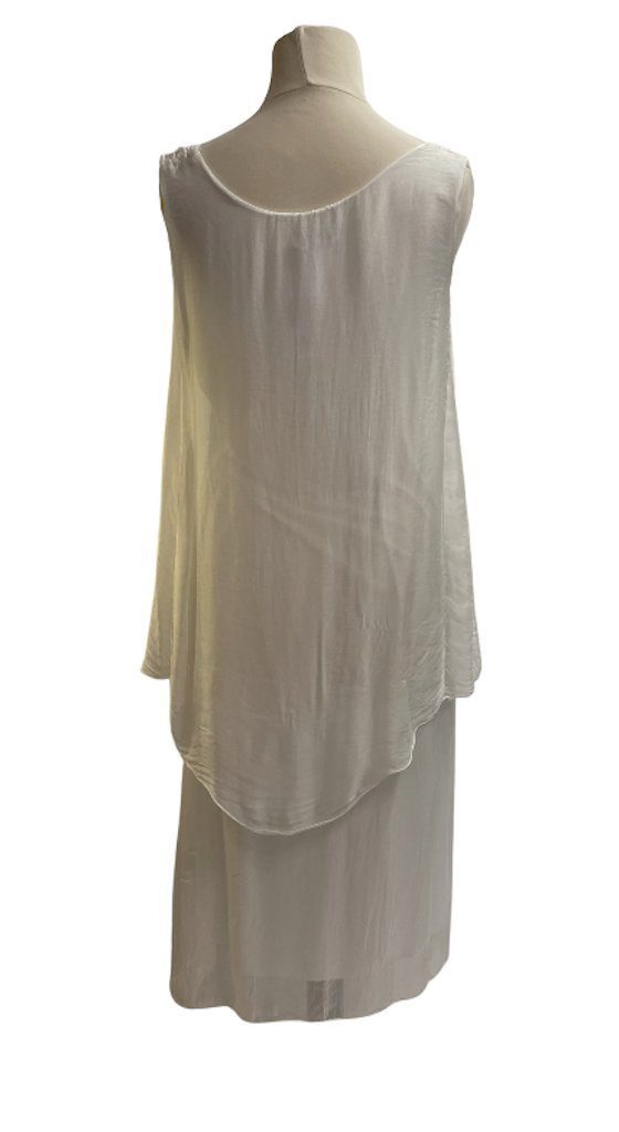 BZNA Uni Weiß Sommerkleid Sommerkleid Lagenkleid Seidenkleid