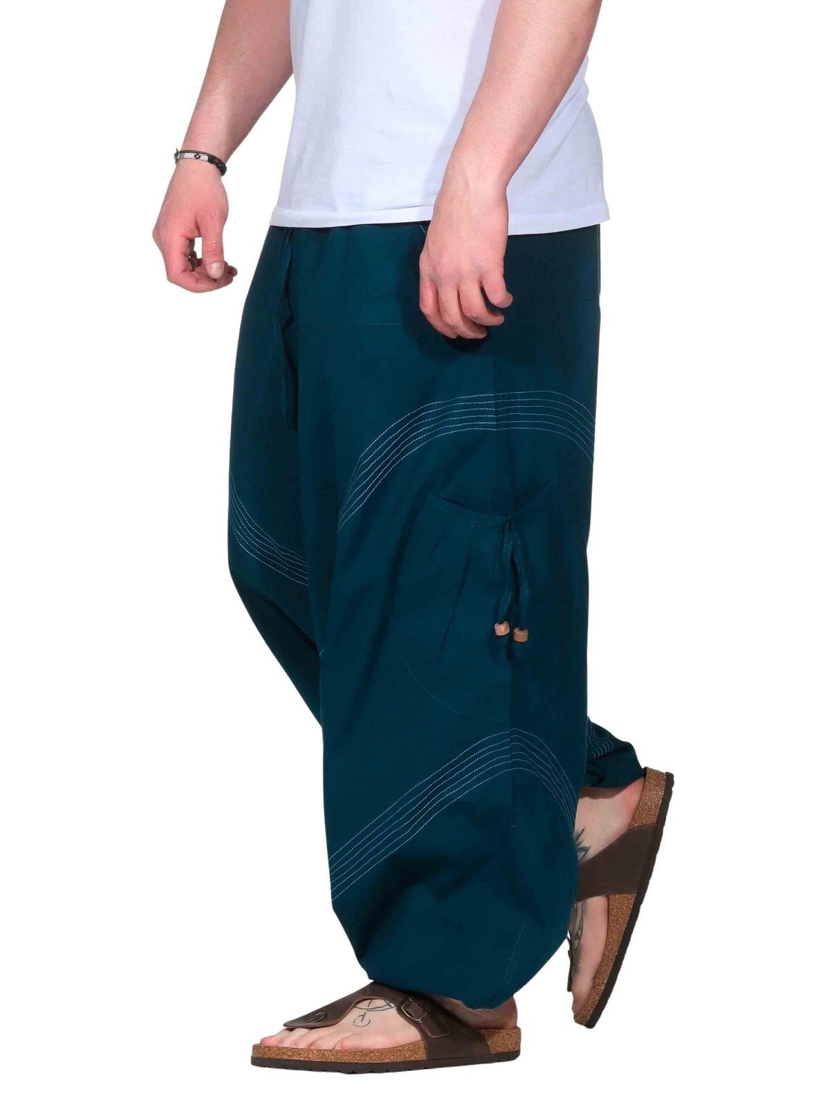 KUNST UND MAGIE Haremshose Haremshose Herren Unisex Baumwolle – Goa Hose mit Taschen Aladinhose
