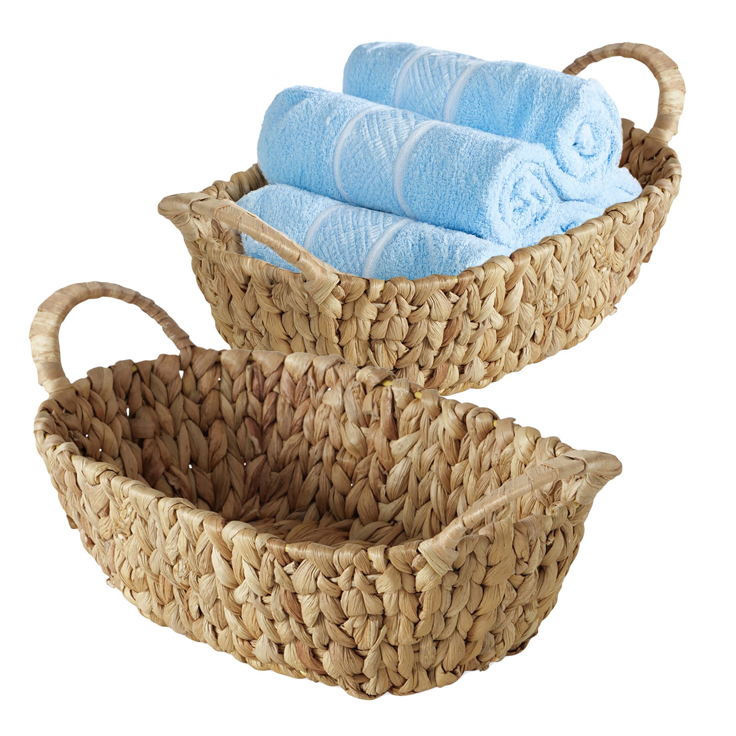 Spetebo Dekokorb 2er Set Wasserhyazinthe Aufbewahrungskörbchen geflochten (im Set, 2 St., 34 x 18 cm), mit praktischen Tragehenkeln