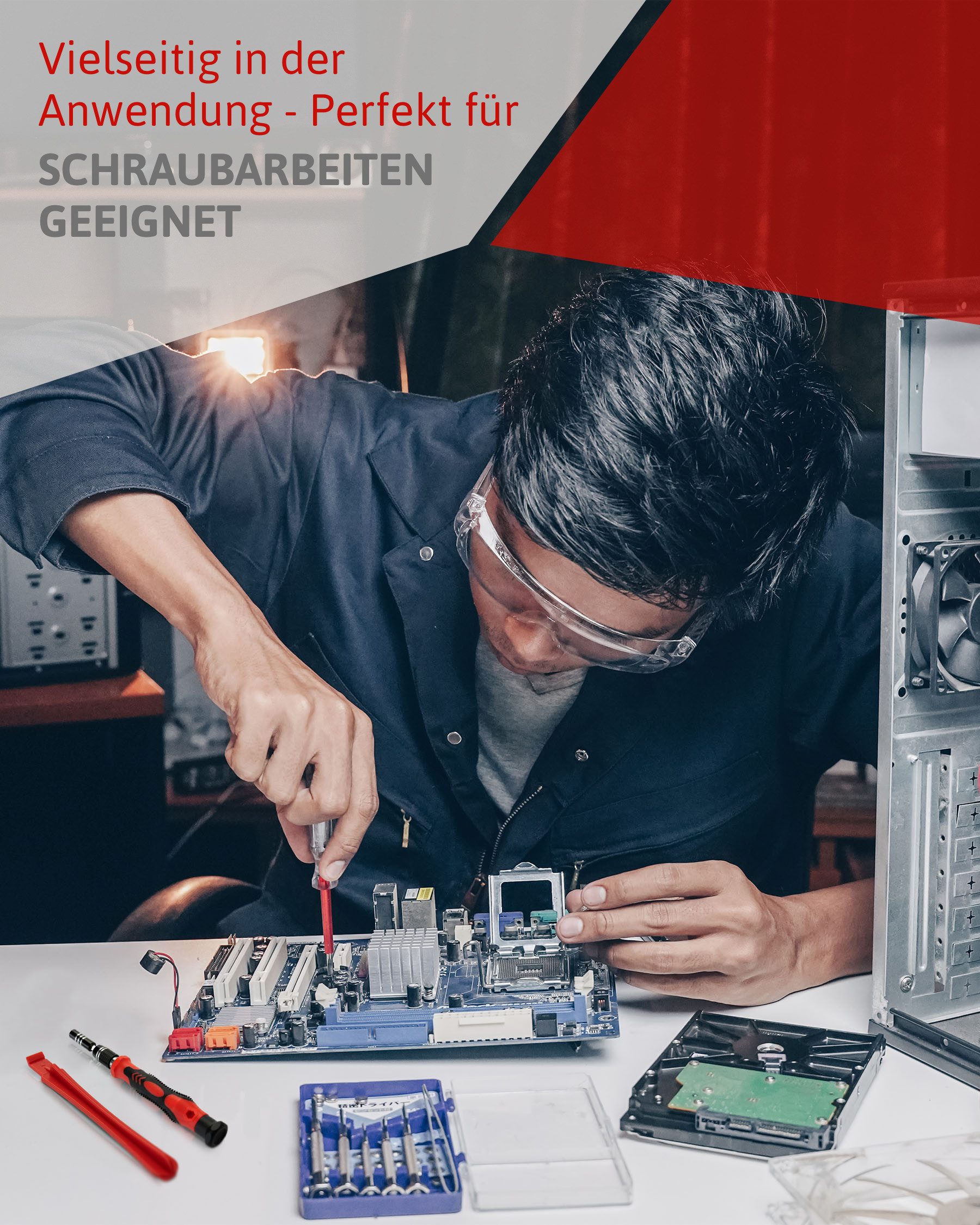 Red Tools Bit-Set Feinmechanik - Reparatur-Set - 123 Teile - viel Zubehör, Bit-Set, 123-St., Feinmechanik, Präzisions-Schraubendreher-Bits, Demontage-Zubehör, K – Bild 5 von 5