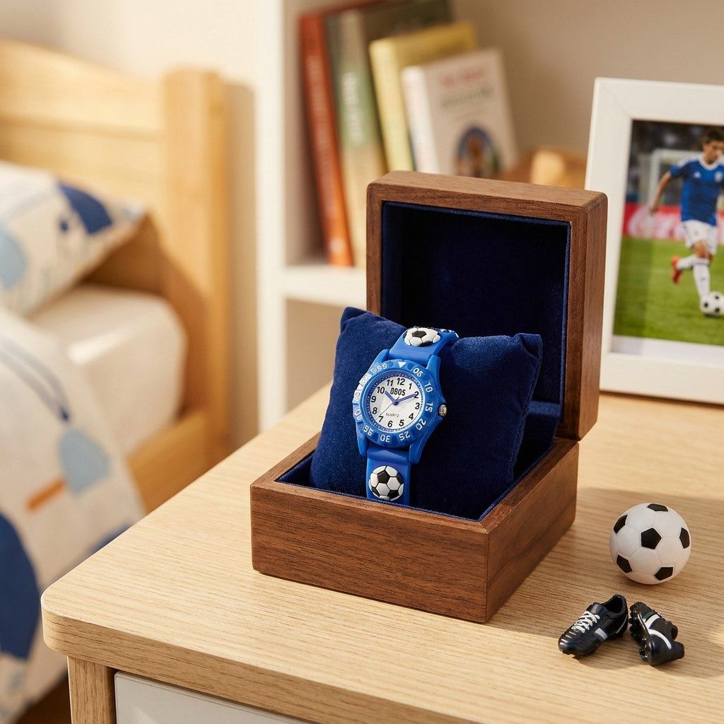 Qbos Quarzuhr mit Silikonband, Motiv Fußball, Ø 28 mm, (1-tlg) – Bild 4 von 4