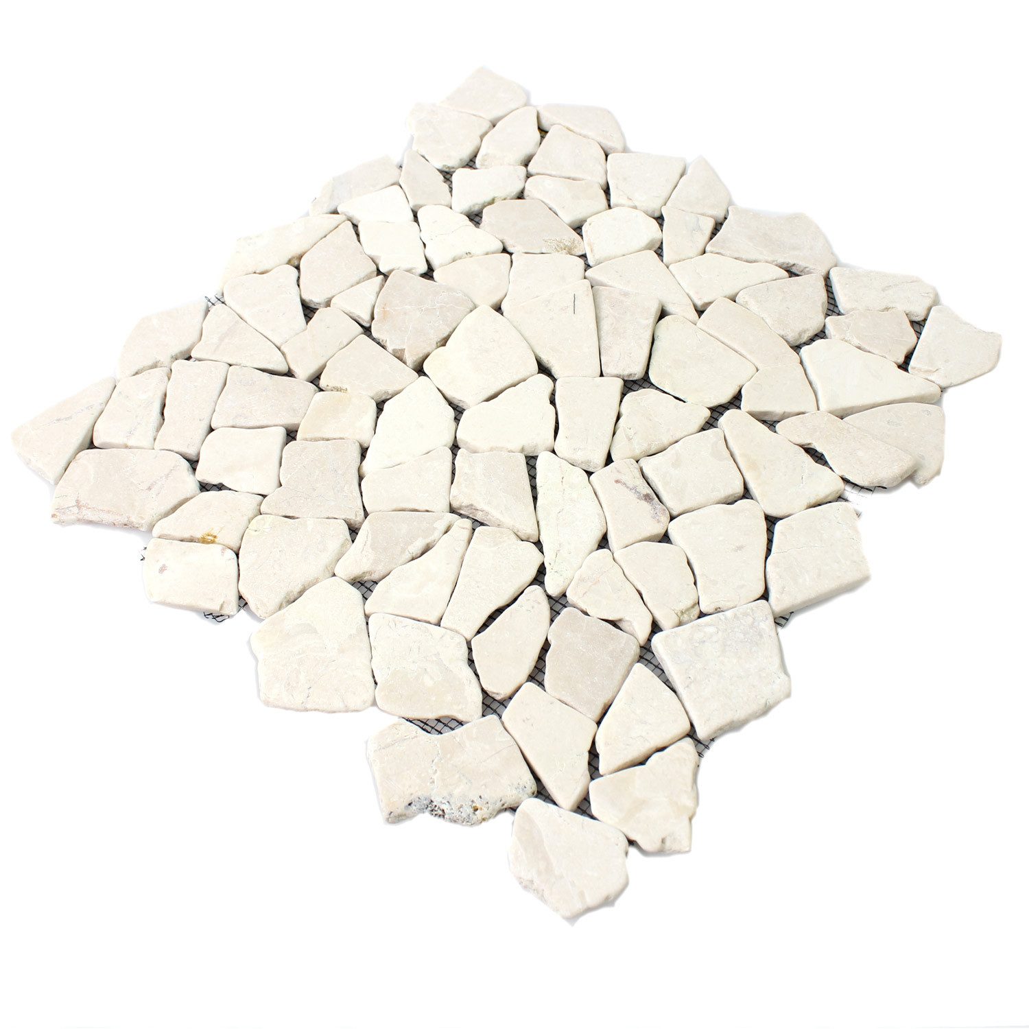 Mosafil Mosaikfliesen Marmor Bruch Naturstein Mosaikfliesen Solares Biancone, Naturstein-Marmor 30.500x30.500, beige, Verlegefertig auf ein Netz geklebt - Frostsicher - Wasserfest -