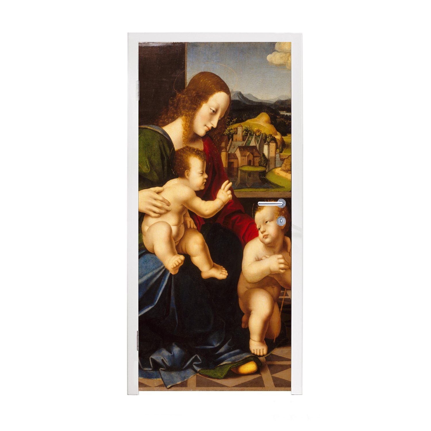 MuchoWow Türtapete Johannes der Täufer - Leonardo da Vinci, Matt, bedruckt, (1 St), Fototapete für Tür, Türaufkleber, 75x205 cm