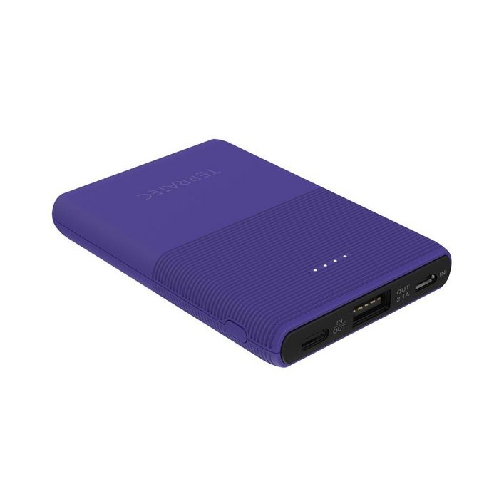 Terratec P50 Pocket Liberty Powerbank mobiles Ladegerät Smartphone Tablett laden violett 5000 mAh