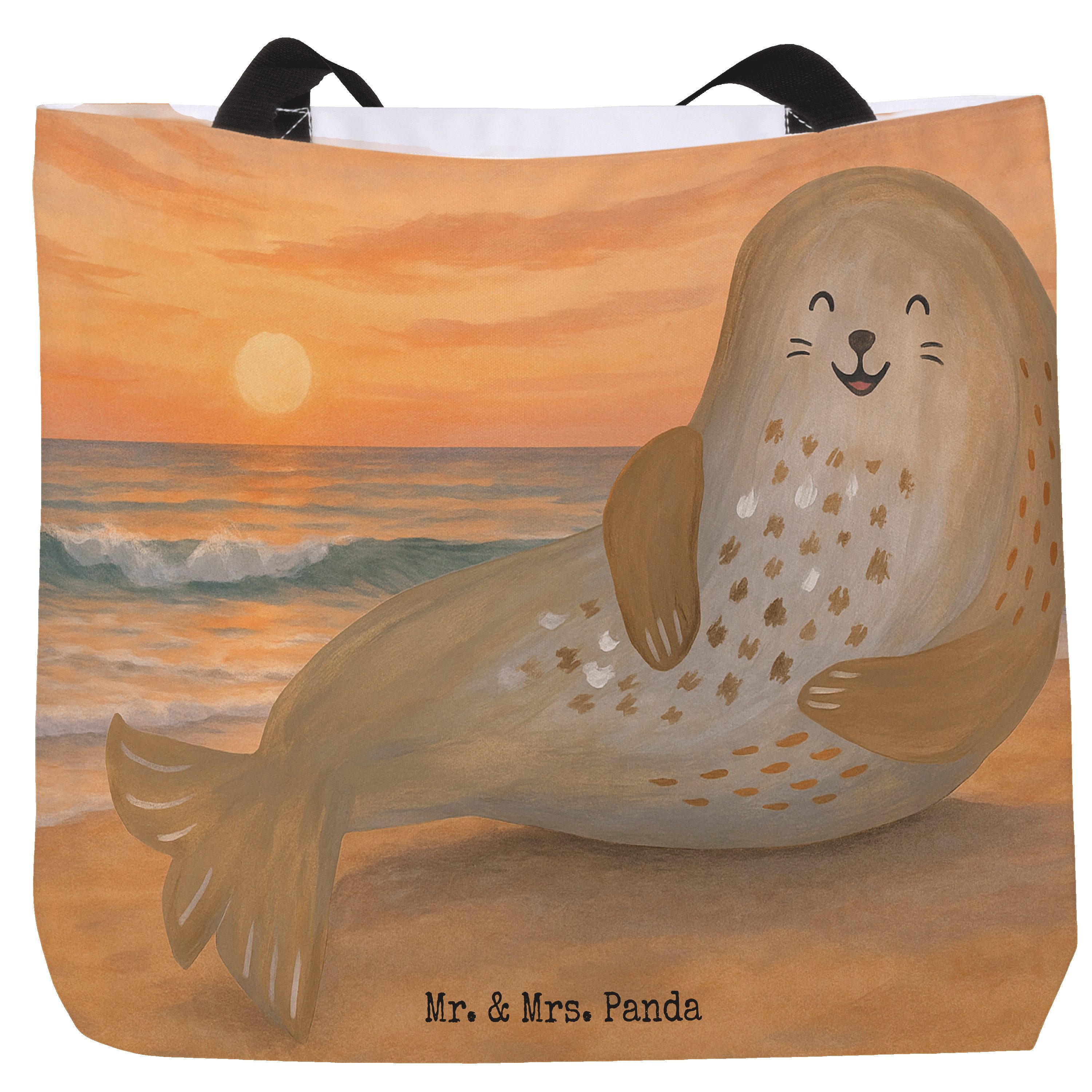 Shopper Robbe Lachen Design, Schultasche, Weiß, Strand, Seehund, Robben, Tasc