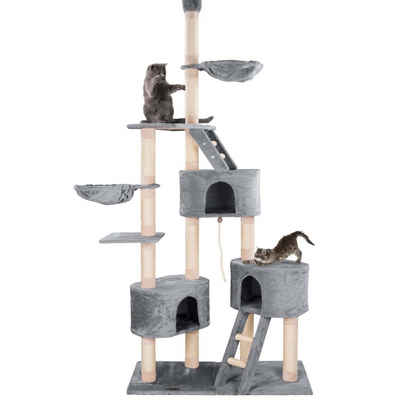 Happypet Kratzbaum CAT027-4, Gesamthöhe 230-260 cm, mit Haus, Liegemulde, Leiter und Spielseil