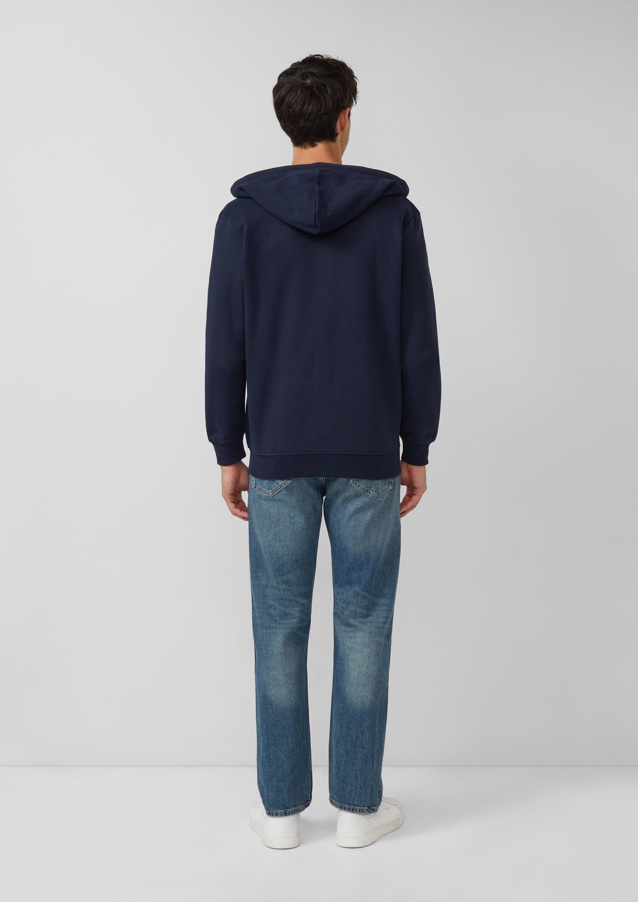 s.Oliver Sweatjacke Sweatshirt Jacke Sweatshirt-Jacke mit Kapuze und Logo