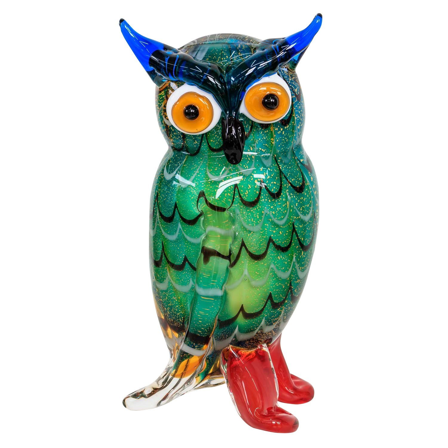 Aubaho Dekoobjekt Glasfigur Eule Vogel Glas im Murano Antik Stil 22cm