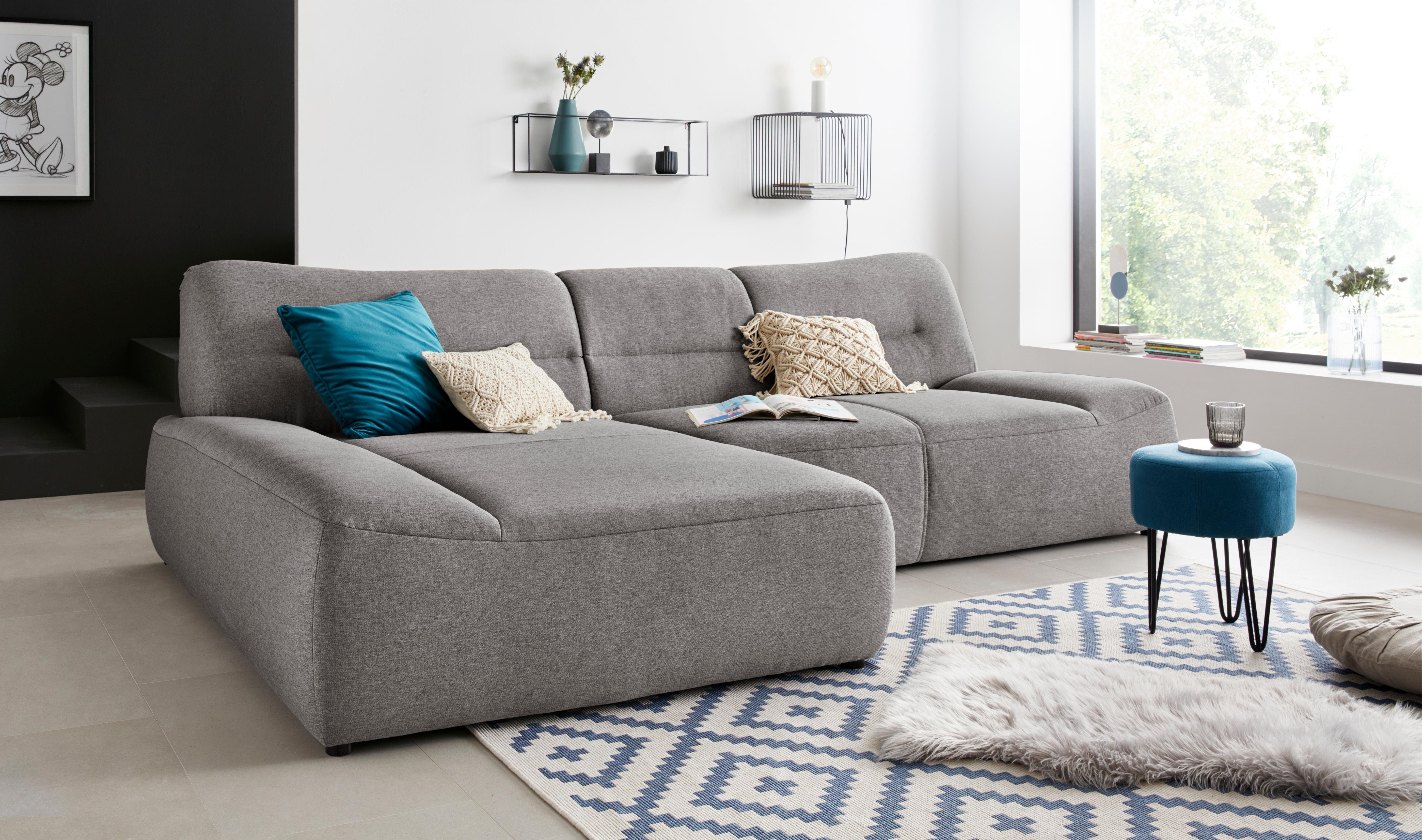 DOMO collection Ecksofa Cesena moderne Polsterecke mit flachen Armlehnen, L-Form, fester Sitzkomfort, frei im Raum stellbar