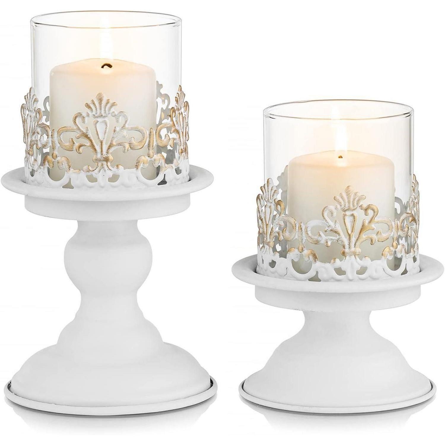 LuxusKollektion Kerzenständer Kerzenständer Stumpenkerzen Metall antik Hochzeit Klein Groß Weiß