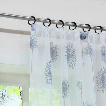 Vorhang, Joyswahl, Kräuselband (1 St), transparent, Pusteblumen Muster, Voile Schal, H/B 175/140 cm