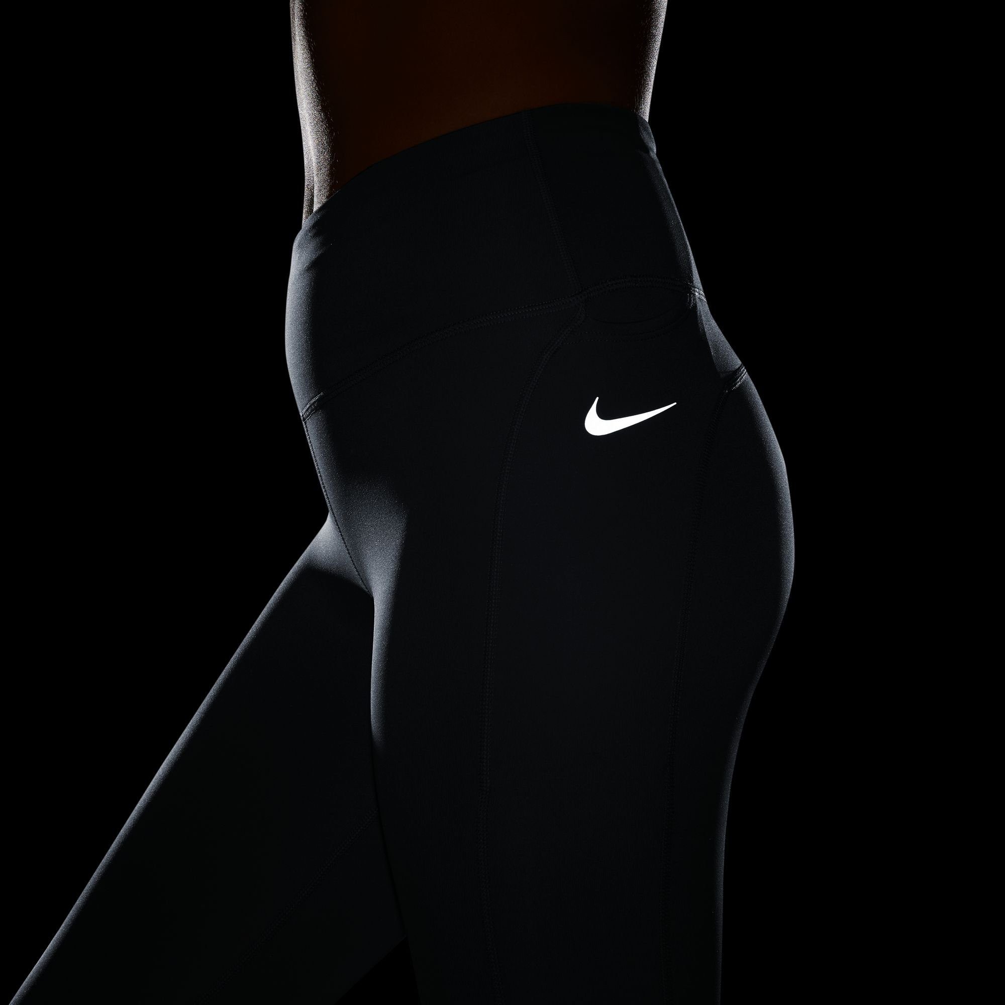 ASHEN WOMEN'S SILV MID-RISE LEGGINGS RUNNING POCKET Lauftights EPIC SLATE/REFLECTIVE FAST Nike