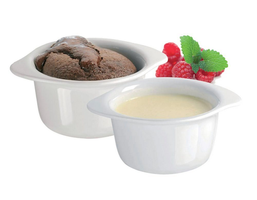 GEFU Dessertschale Gefu Porzellanschälchen 2er Set weiß, Porzellan, (2er Set), 10,5cm Dessertschale mini Schlae 230ml Backform Soufle