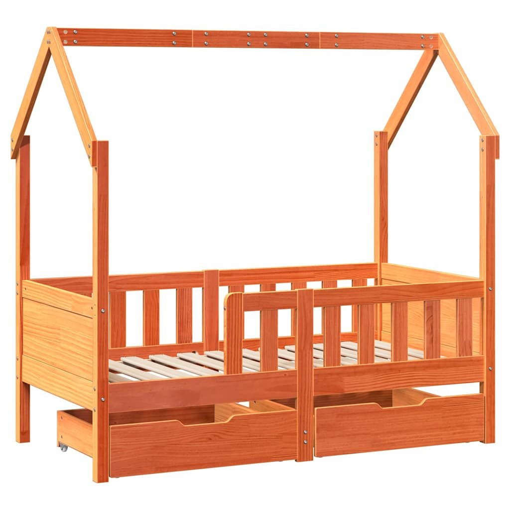 vidaXL Bett Kinderbett mit Schubladen 70x140 cm Massivholz Kiefer