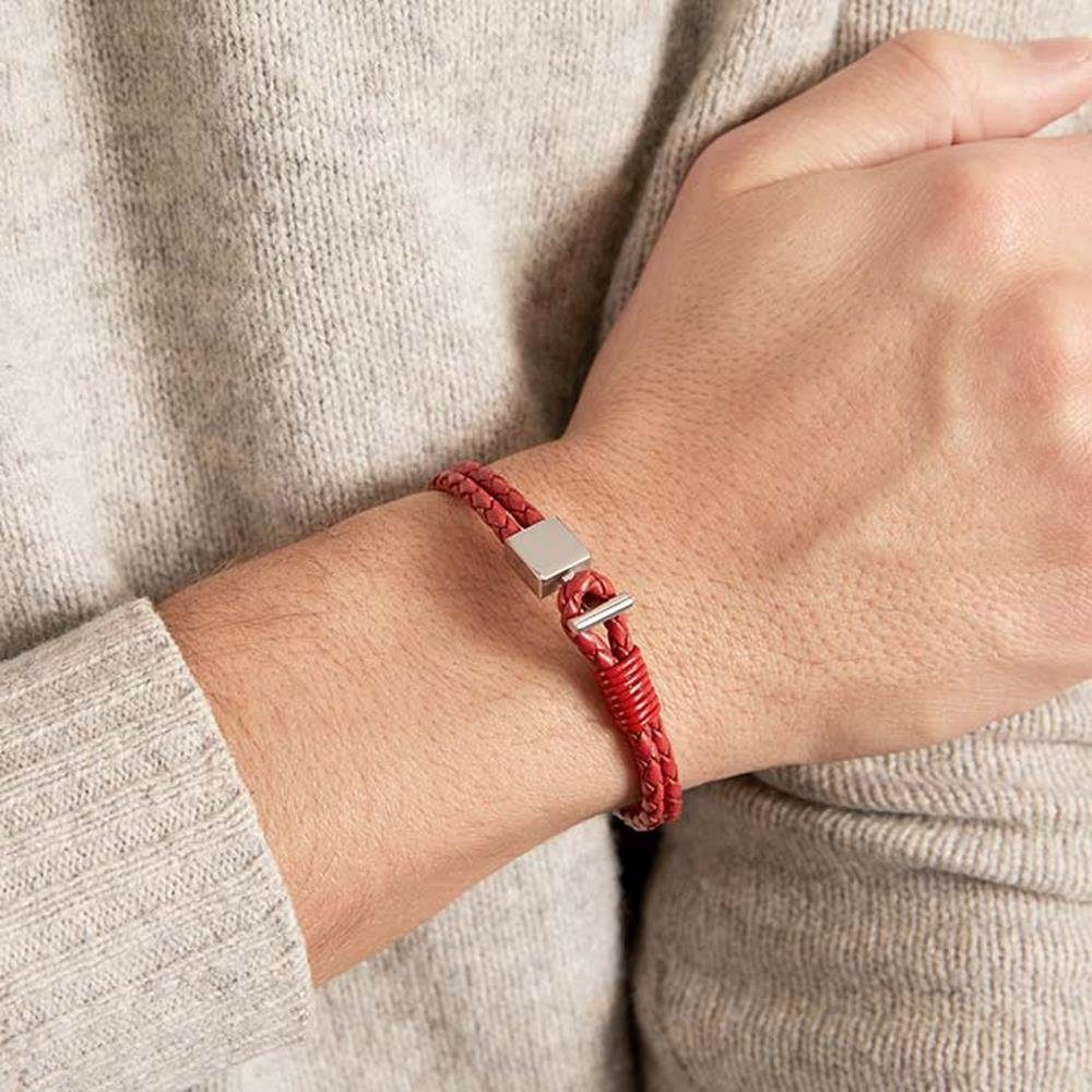 Unique Lederarmband Unique Lederarmband: Rot mit Edelstahlverschluss LB0279 (Länge: 19cm) – Bild 2 von 4