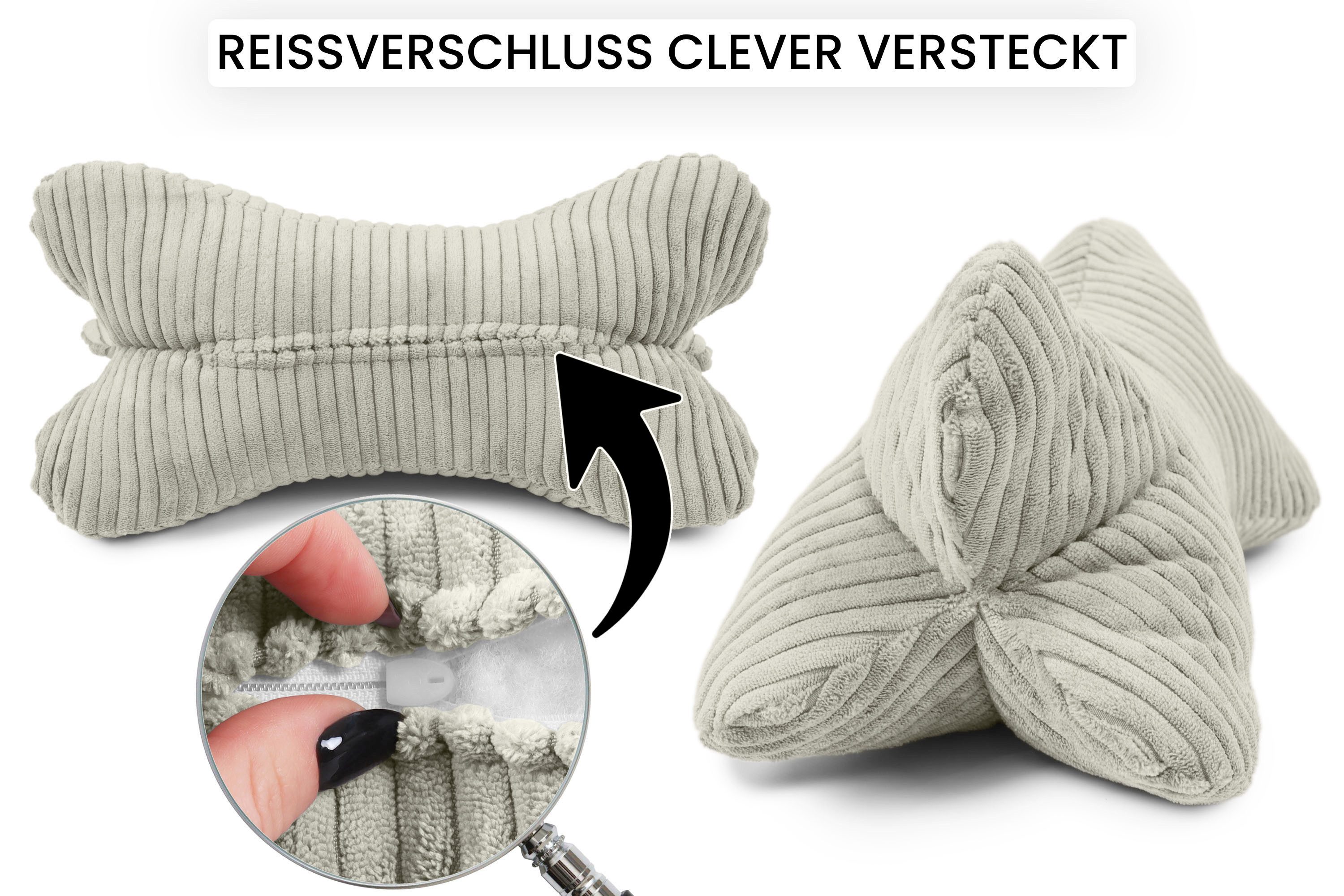 Amilian Nackenkissen - Leseknochen ca. 44x22 cm - Knochenkissen - Lesenknochenkissen, waschbar, Buch- und Tabletstütze - Lesekissen zum Relaxen, Knochenkissen zum Lesen - Knochenform Kissen - Nackenkissen