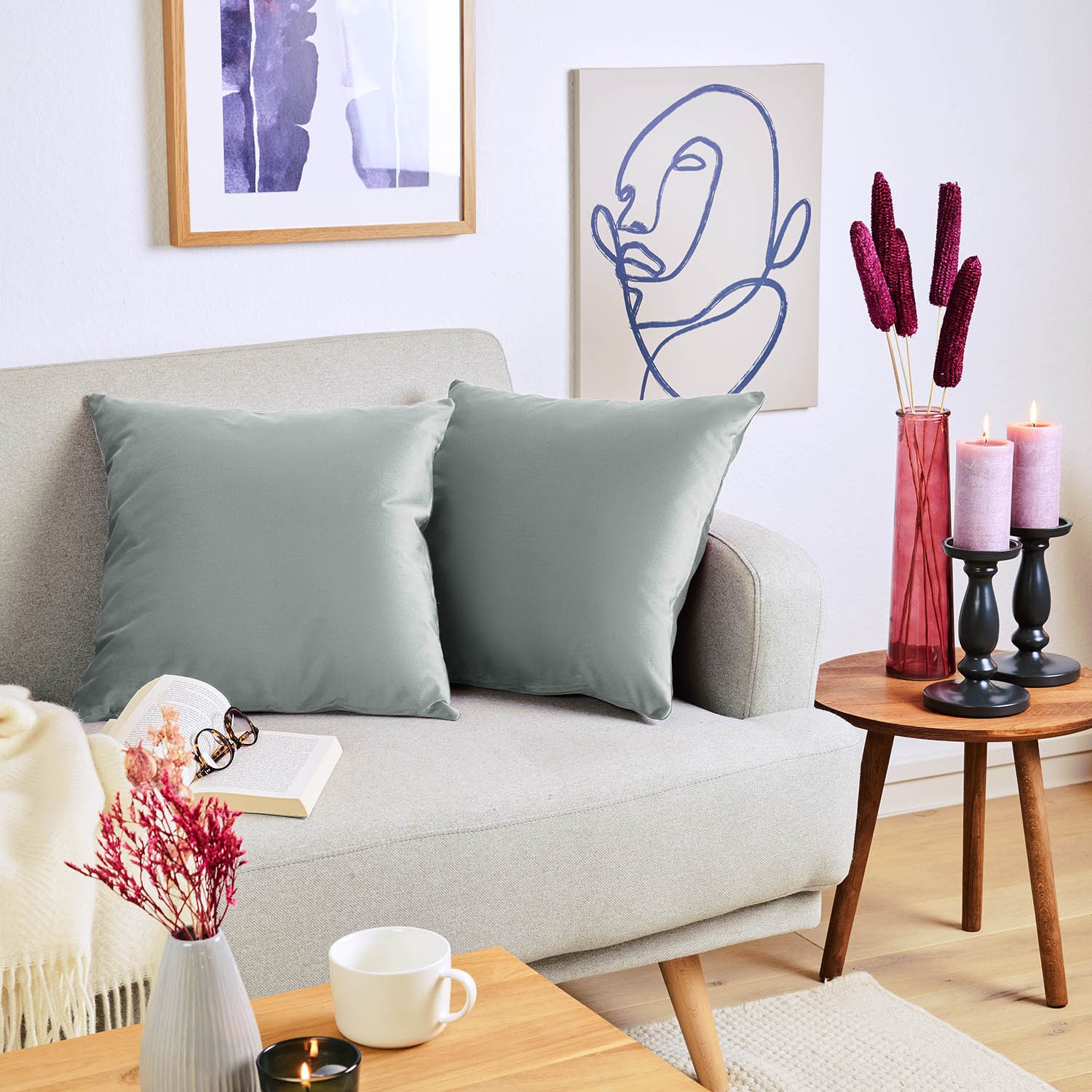 Blumtal Kissenbezug 2er Set - dekorativer Samt Kissenbezug mit verstecktem günstig online kaufen