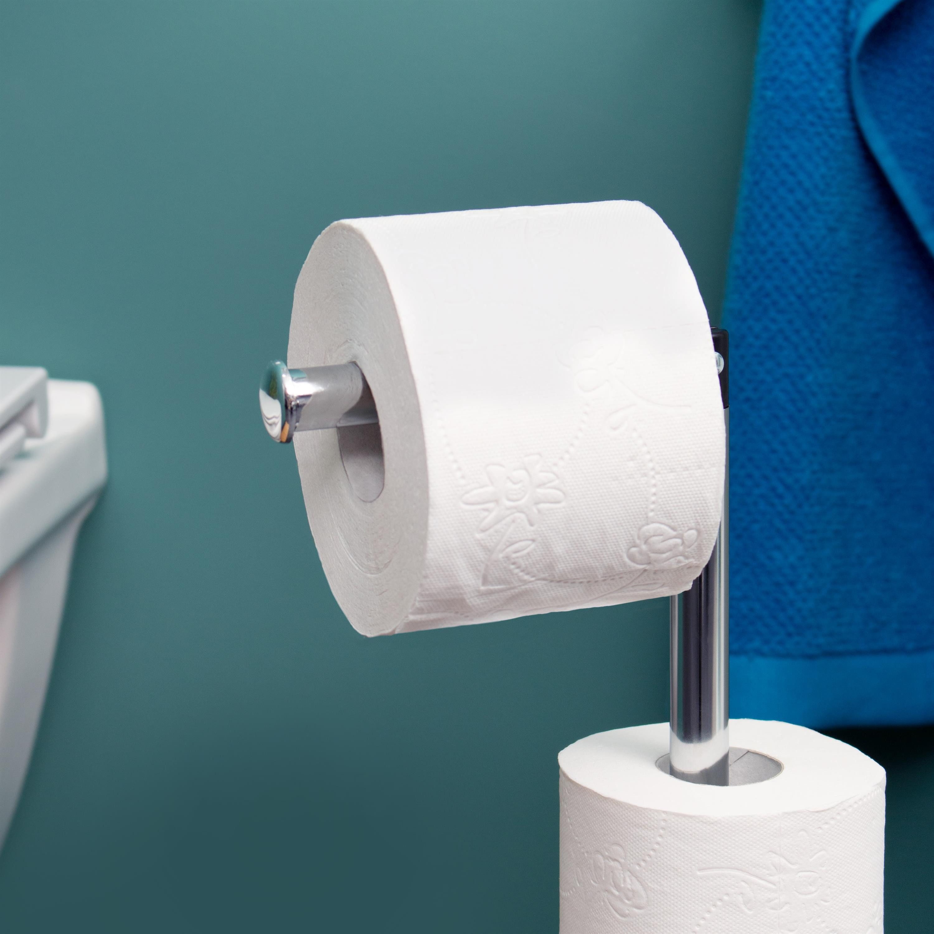 bremermann Toilettenpapierhalter Stand-WC-Rollenhalter 2in1, Ersatzrollenhalter (4 Rollen), verchromt – Bild 5 von 5