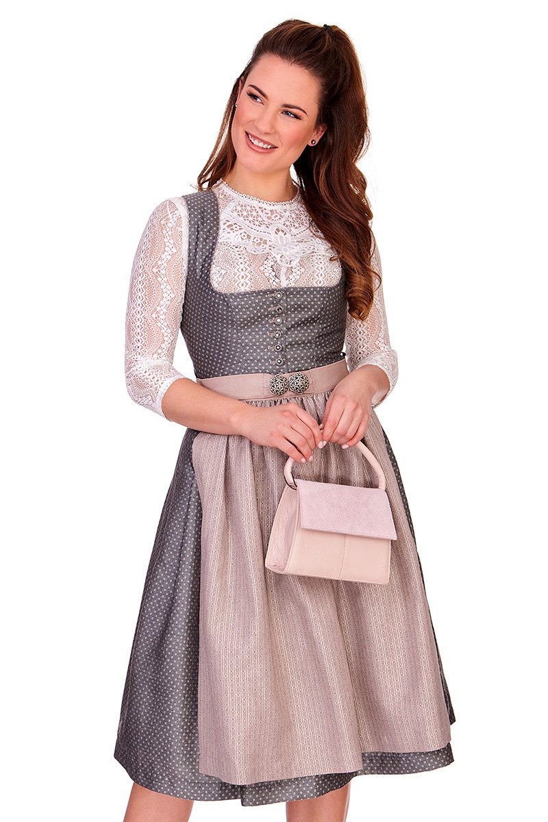 Dirndl Midi Dirndl 2tlg. - JOSEFINE - grau/taupe