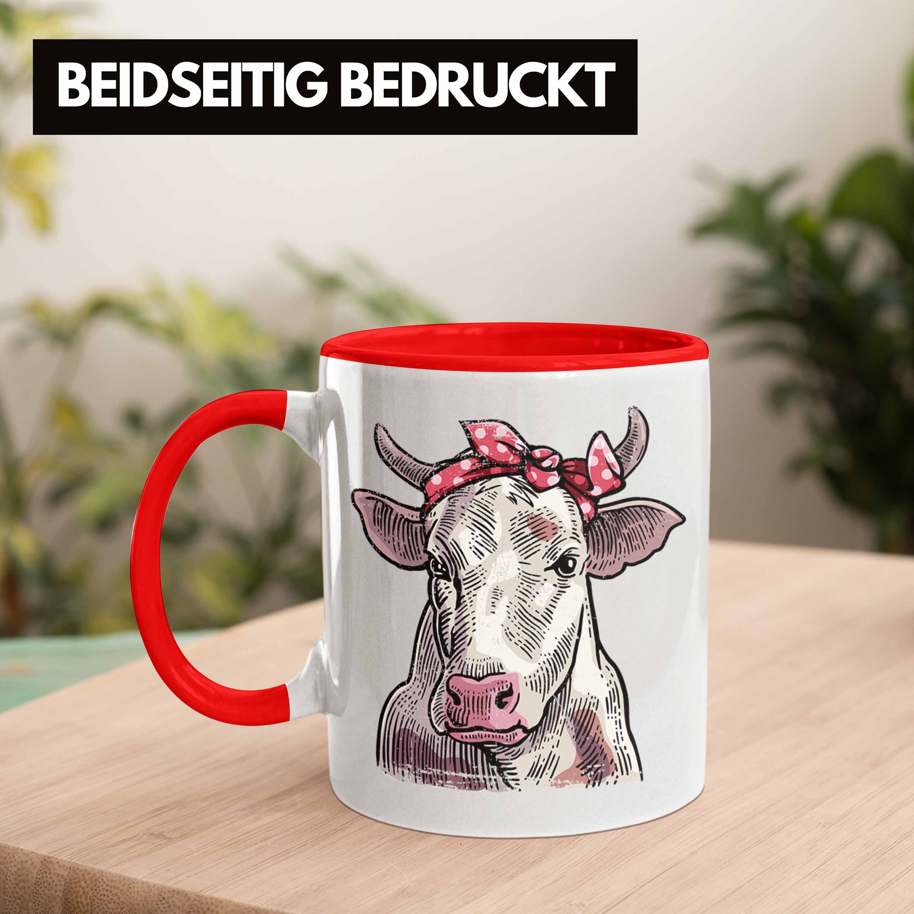 - Geschenkidee Trendation Geschenk Rot Tasse Trendation Frauen Süße Landwirt Tasse Geburtstag Kuh Bauern für