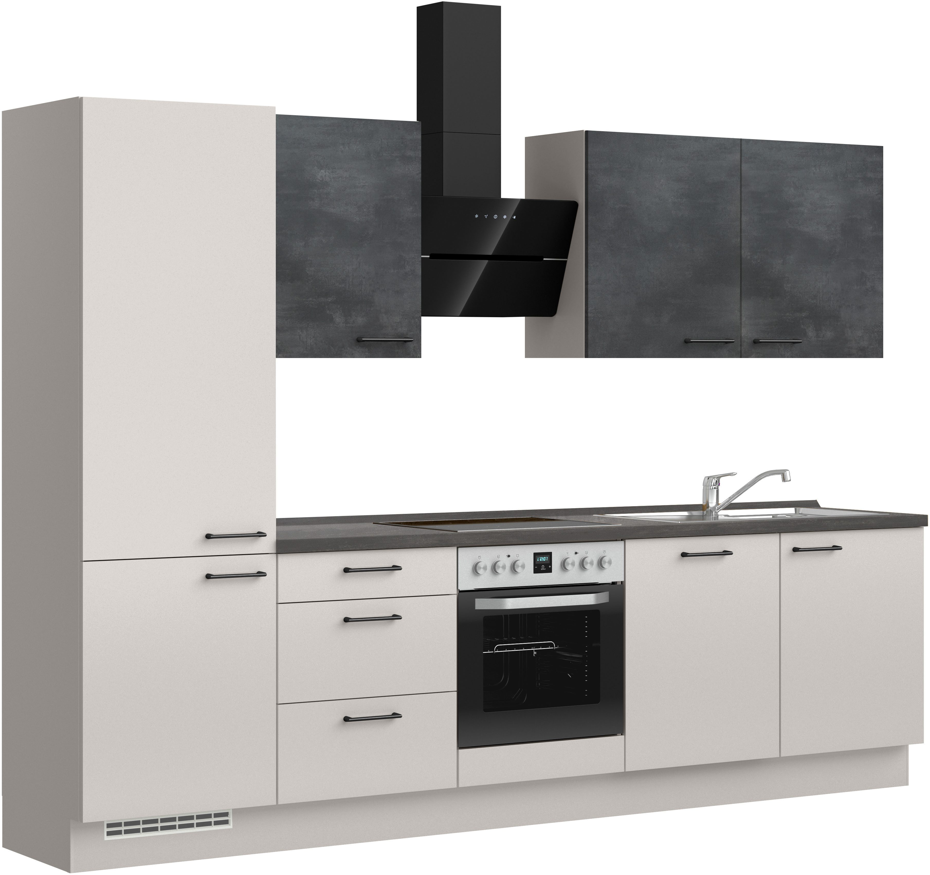 nobilia® Küchenzeile "MIAMI", NEU: individuell anpassbar mit gratis Profi-Beratung, vormontiert, Breite 300 cm, Ausrichtung wählbar, wahlw. mit E-Geräten