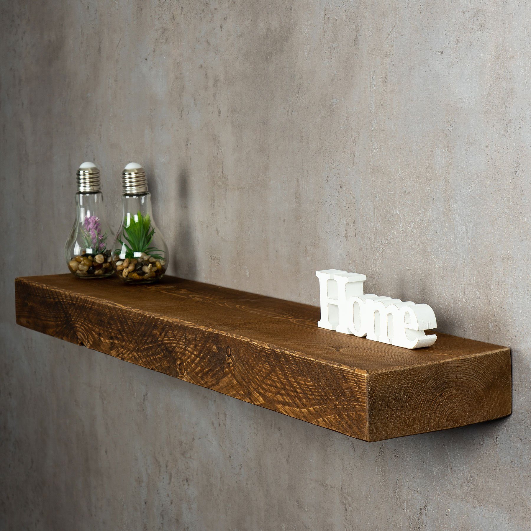 Levandeo® Wandregal, levandeo Wandregal Holz Massiv 100x20cm Nussbaum Farbi günstig online kaufen