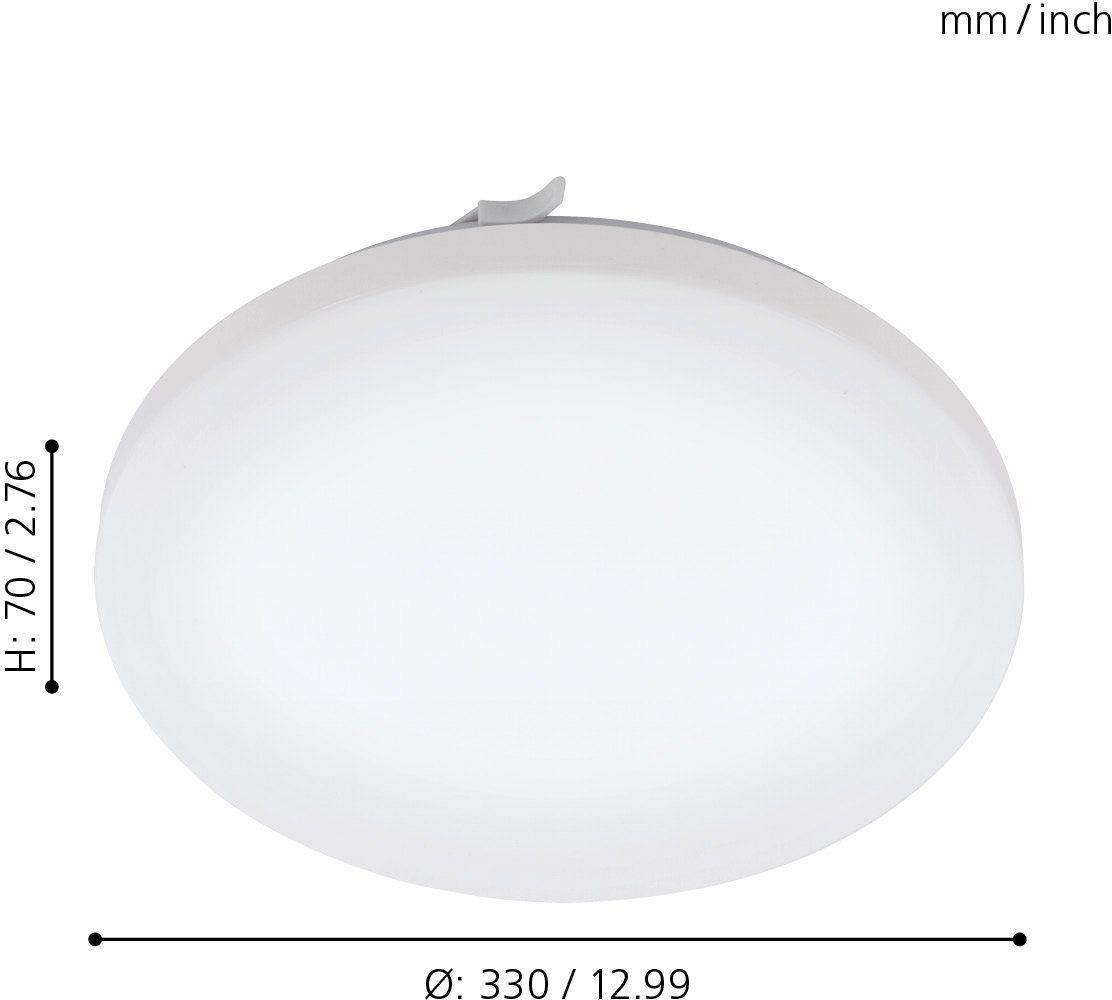 IP44 Warmweiß, EGLO Lampe, cm, Deckenleuchte LED Deckenleuchte, Weiß, integriert, Ø: Stahl, fest 33 FRANIA, LED Kunststoff,