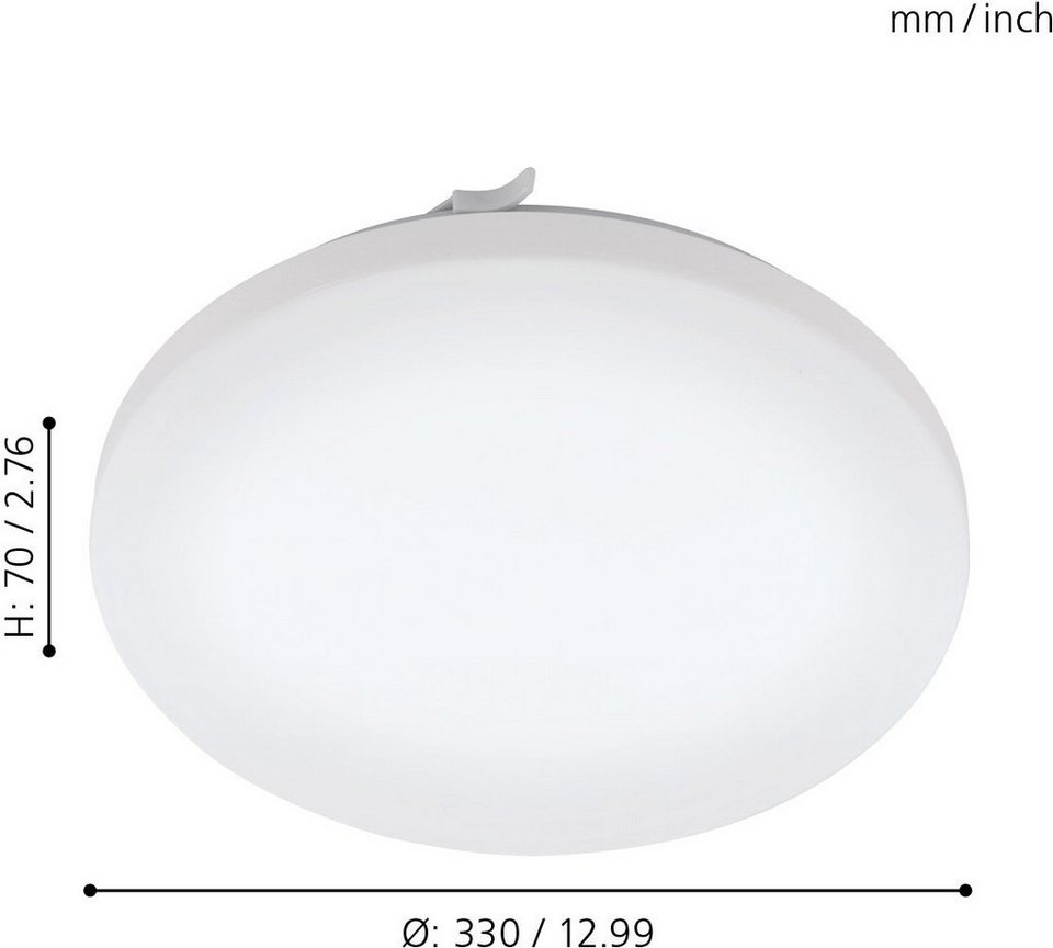 EGLO LED Deckenleuchte FRANIA, LED fest integriert, Warmweiß, Deckenleuchte,  Stahl, Kunststoff, Weiß, Lampe, Ø: 33 cm, IP44