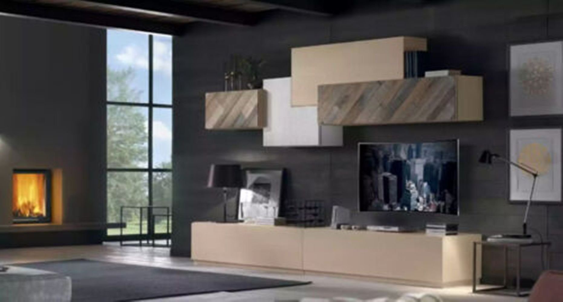 JVmoebel Wohnwand Wohnzimmer Komplett RTV Schrank in Made Italy Neu, Lowboard Garnitur (2-St., Wohnwand), Set Luxus