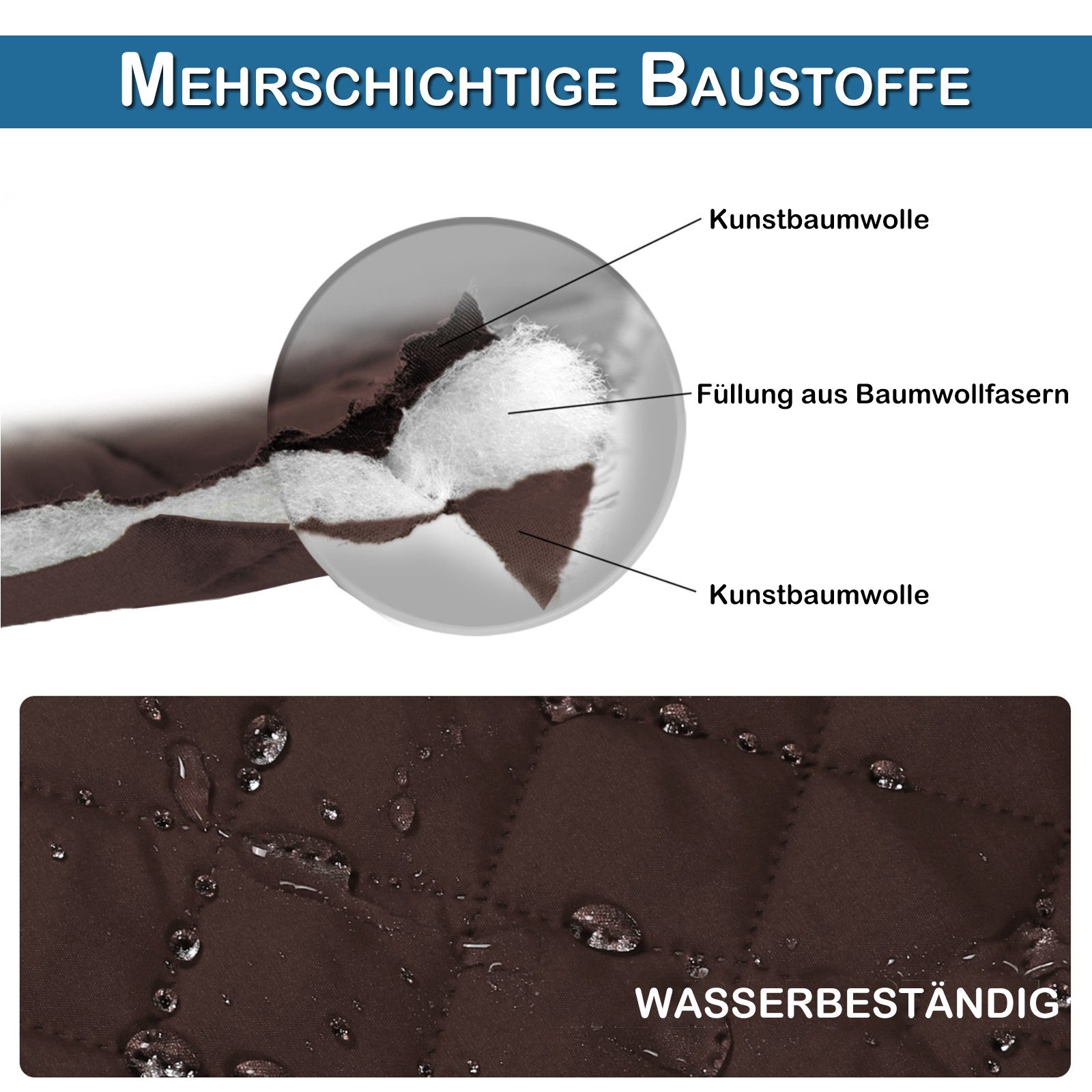 wasserabweisend, Haustiermatte Sofahusse Doppelseitig, Rosnek, Braun L-förmige Sofaabdeckung, gesteppt, für