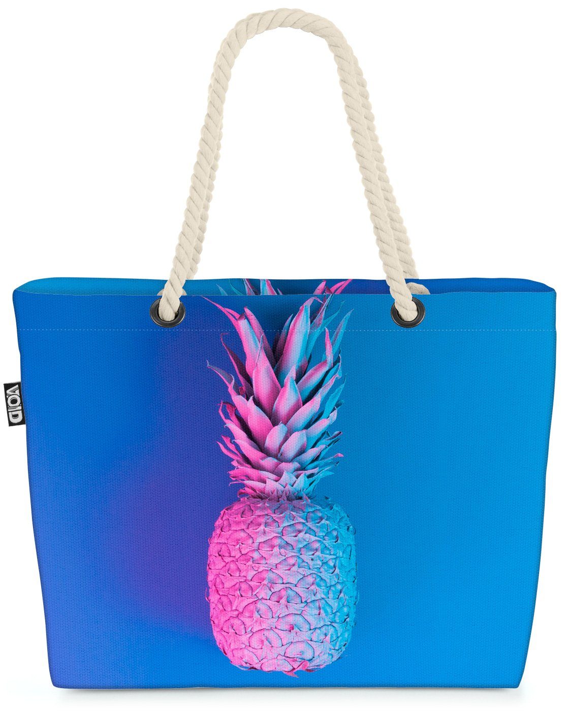 VOID Strandtasche (1-tlg), Rosa Ananas Beach Bag Blau Ananas Südfrucht Früchte Essen Kochen Küche Design