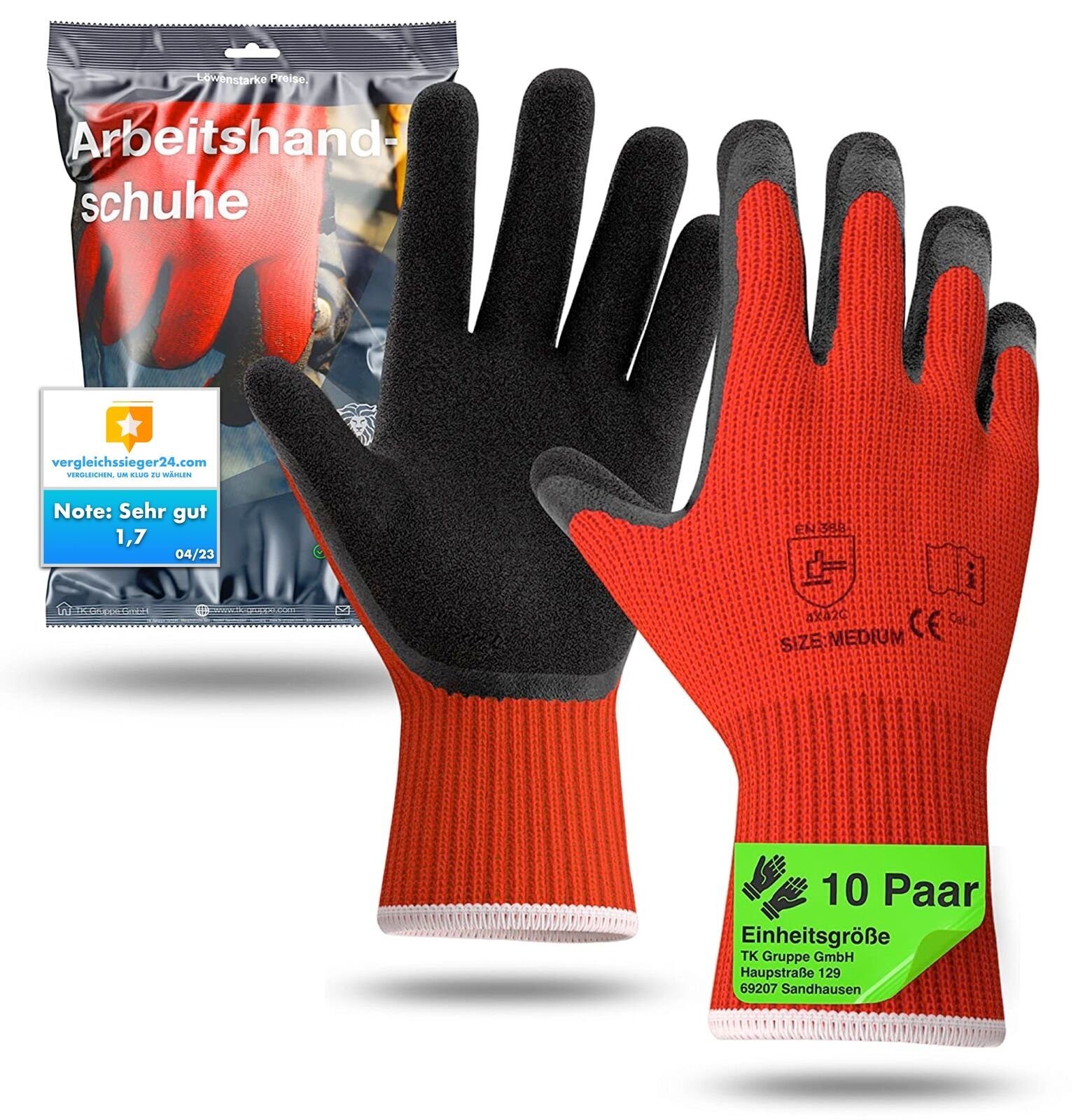 Solide Arbeitshandschuhe 10 Paar Baumwolle +Latex Handschuhe Gartenhandschuhe Größe L (Orange) bei | Günstiger Preis | Kostenloser Versand ab 29€ für ausgewählte Artikel