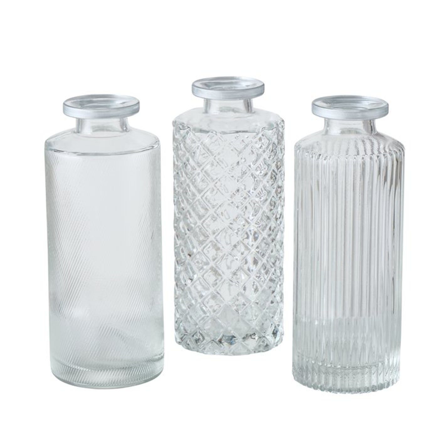 BOLTZE Tischvase Vase im 3er Set aus Glas in Flaschenform Tischdekoration | Tischvasen