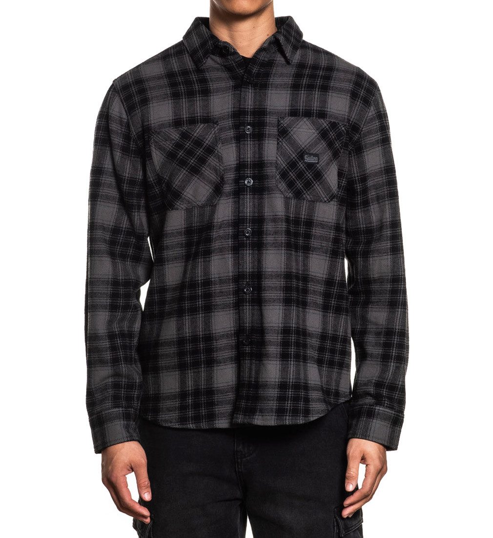 Sullen Clothing Langarmhemd Buckhead Flannel Shirt Holzfällerhemd Kariert Grau