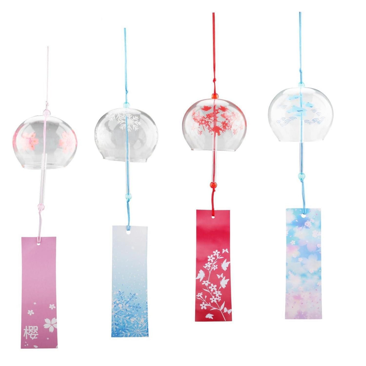 LuxusKollektion Windspiel Glaswindspiel Set 4 Stk Japanische Deko (4 St)