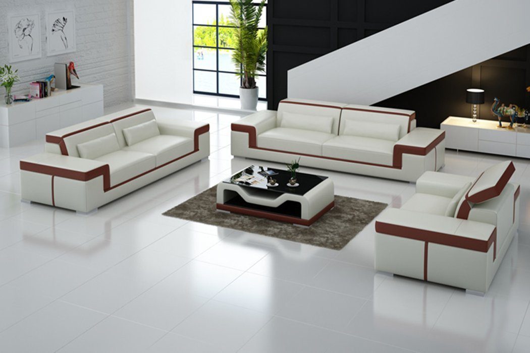 JVmoebel Sofa Schwarze Couchgarnitur 3+1+1 Moderne Sofas Polstermöbel Design Neu, Made in Europe Beige